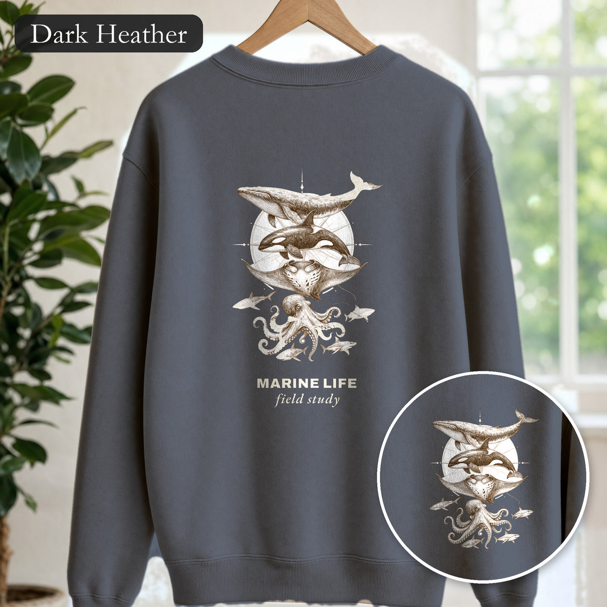 Ocean Life Sketch Shirt, Vintage Marine Animals Tee, Sailor Journal Sea Life Gift, Nautical Ocean Lover Sweatshirt
