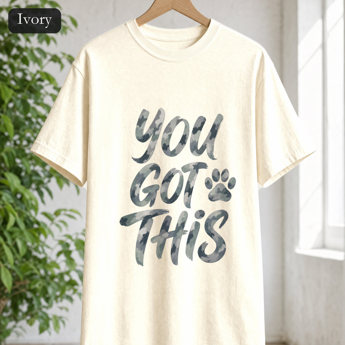 You Got This Shirt, Camo Motivational Tee, Encouragement Mental Health Gift, Positive Vibes Paw Print Sweatshirt