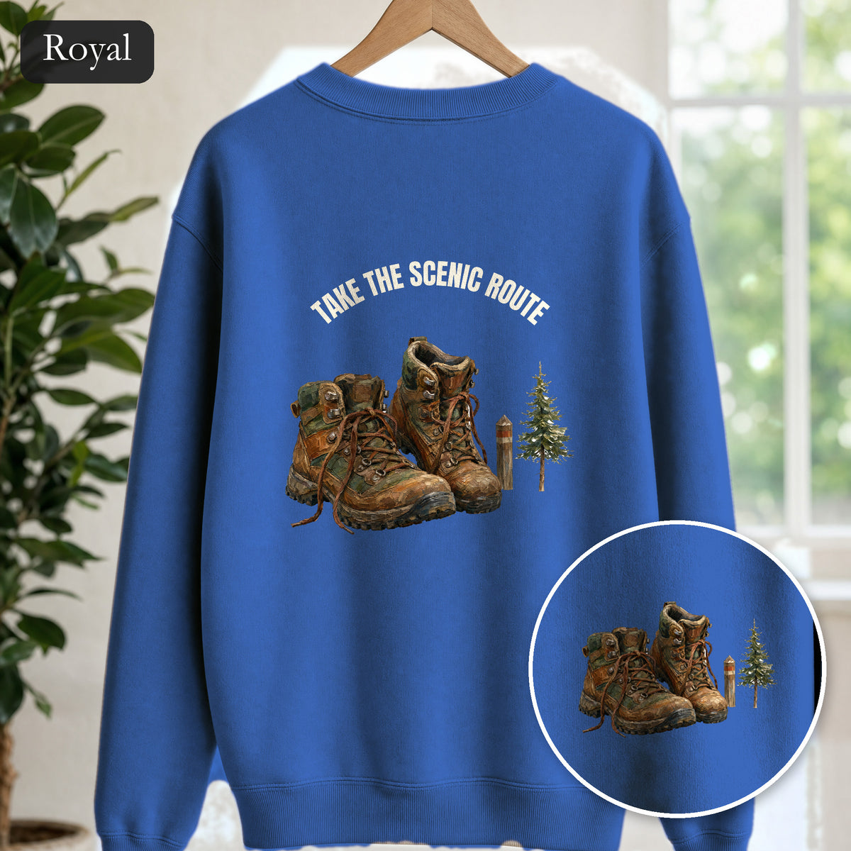 Take the Scenic Route Shirt, Hiking Trail Tee, Outdoor Adventure Nature Gift, Painterly Mountain Sweatshirt