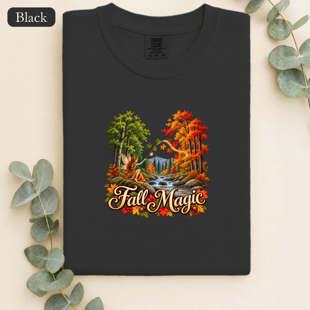 Fall Magic scene Shirt | autumn trees, waterfall, leaves