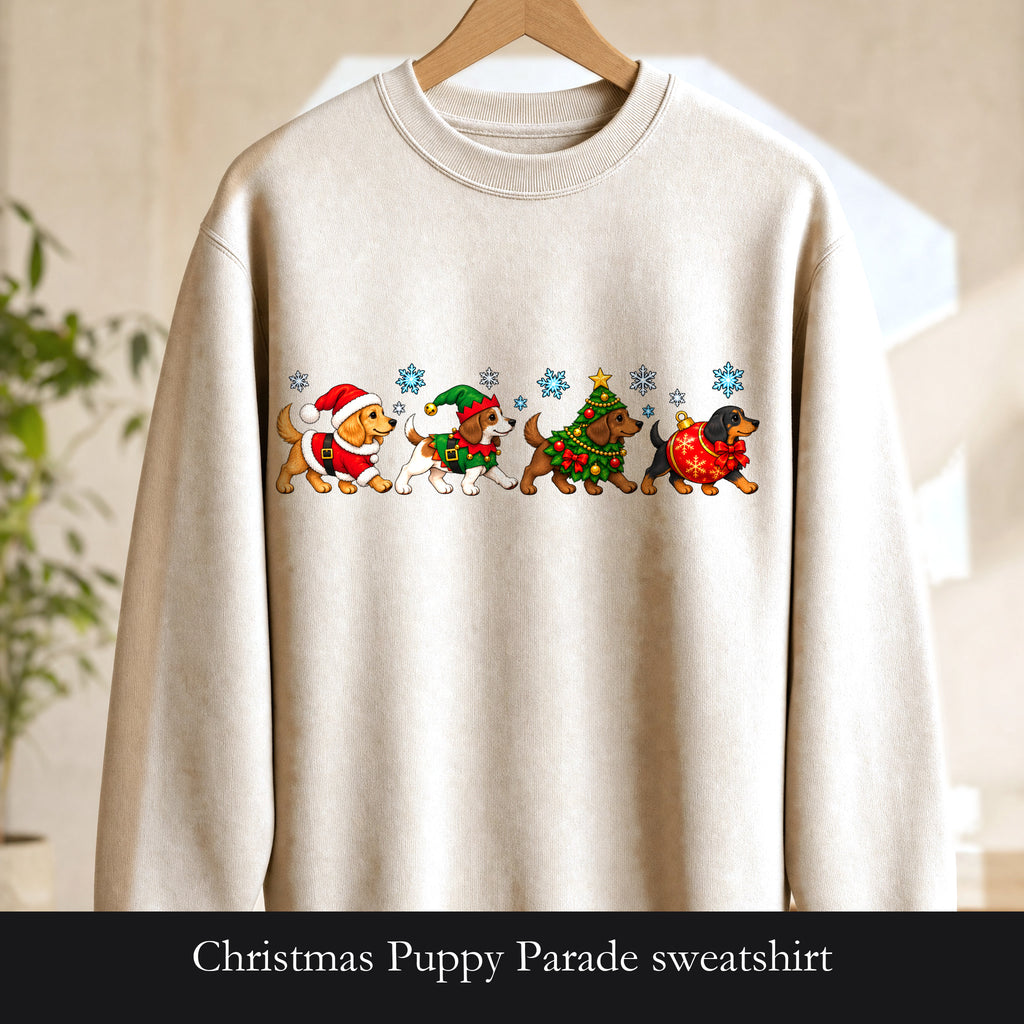 Christmas Puppy Parade sweatshirt | Holiday dog crewneck
