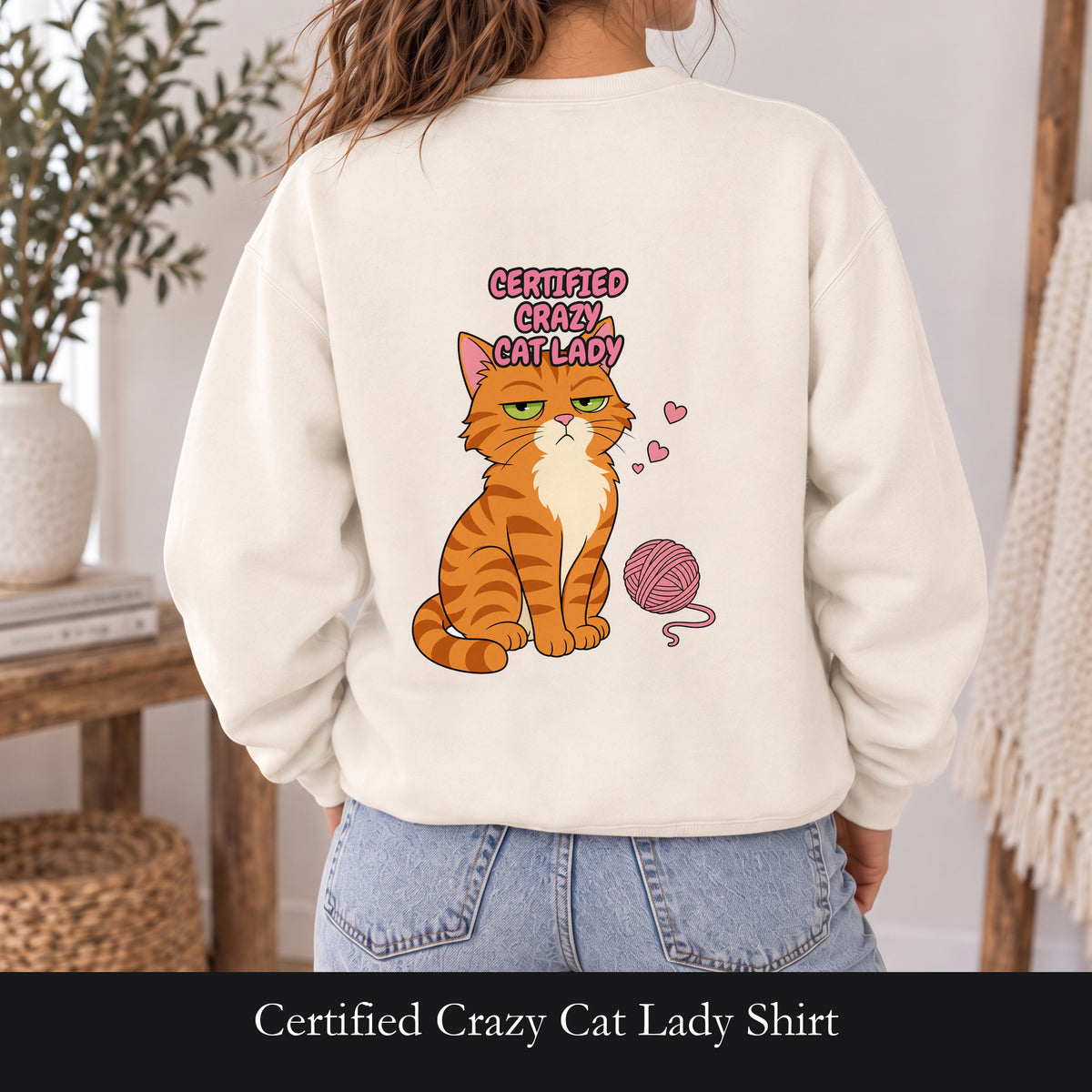 Certified Crazy Cat Lady Shirt, Orange Cat Mom Tee, Ginger Cat Lover Gift, Funny Cat Owner Sweatshirt