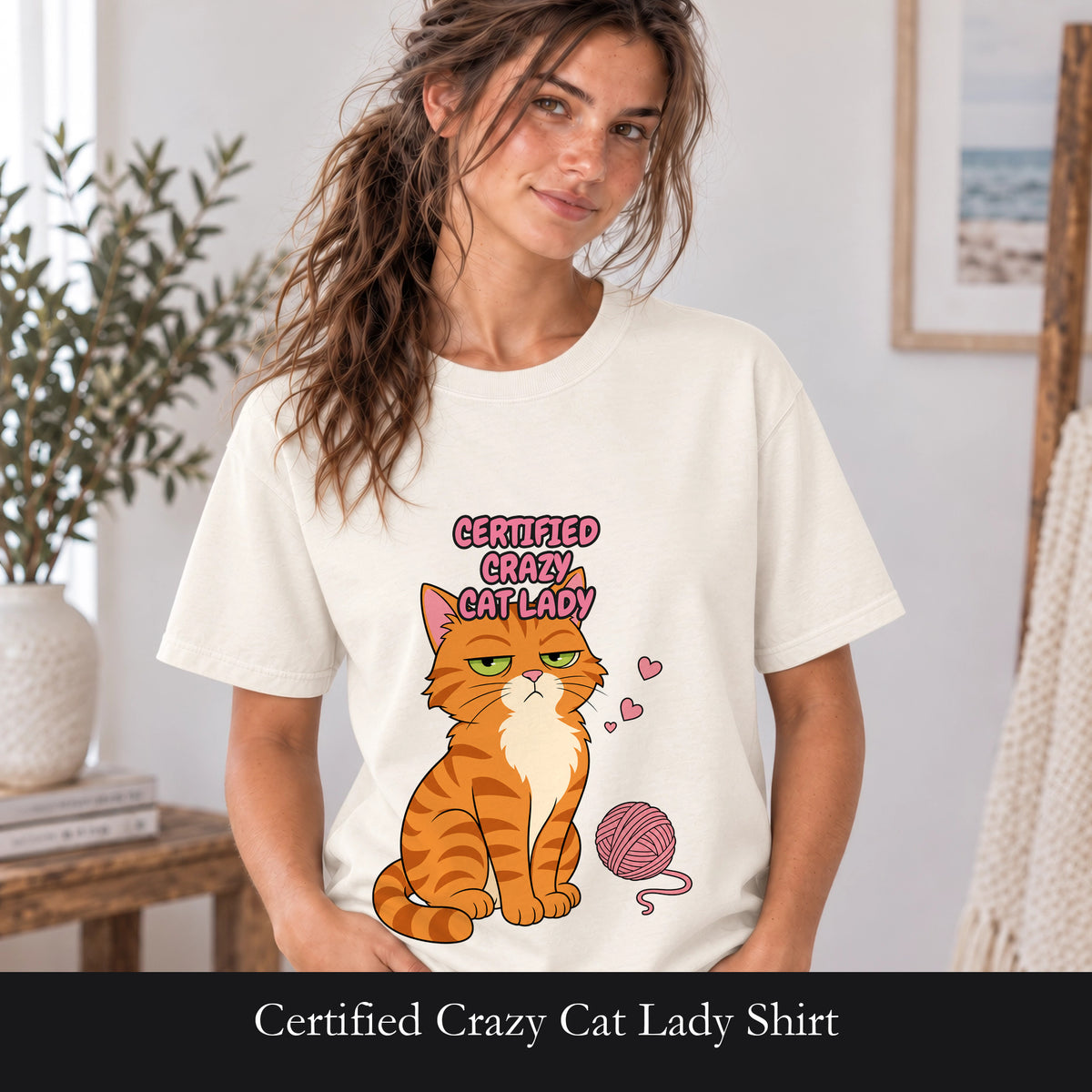 Certified Crazy Cat Lady Shirt, Orange Cat Mom Tee, Ginger Cat Lover Gift, Funny Cat Owner Sweatshirt