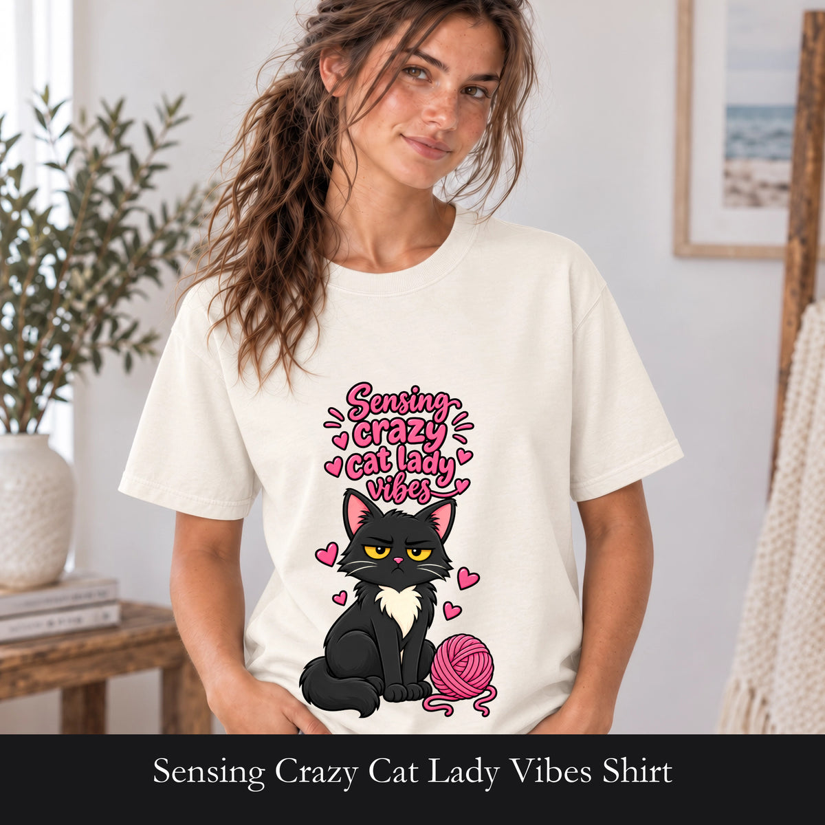 Sensing Crazy Cat Lady Vibes Shirt, Funny Cat Mom Tee, Cat Lover Gift, Sarcastic Cat Owner Sweatshirt