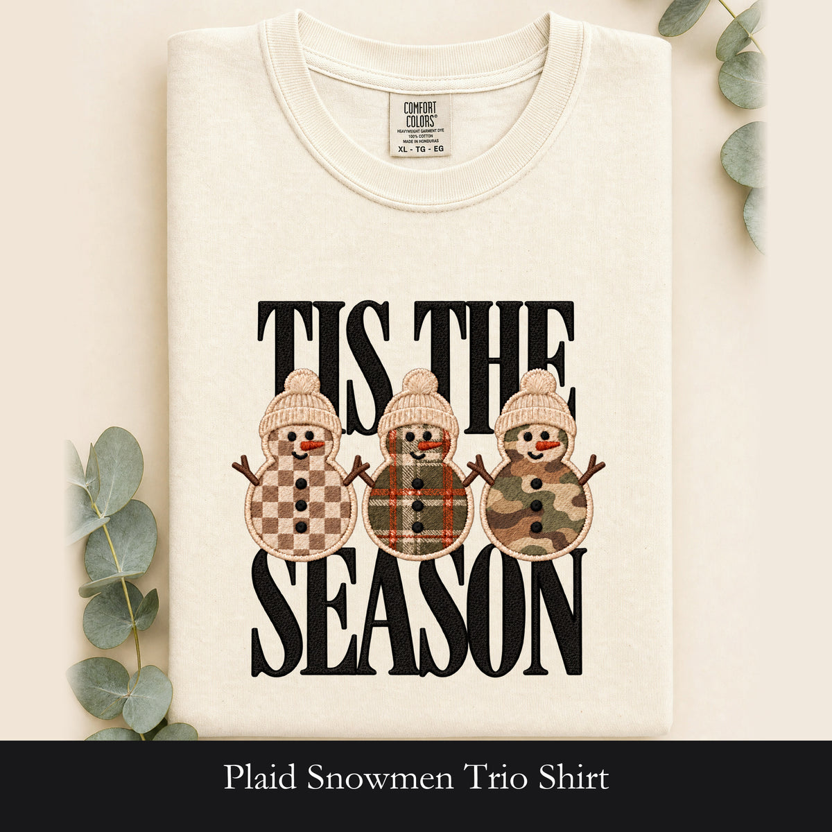 Plaid Snowmen Trio Shirt | Cozy Winter Snowman Design