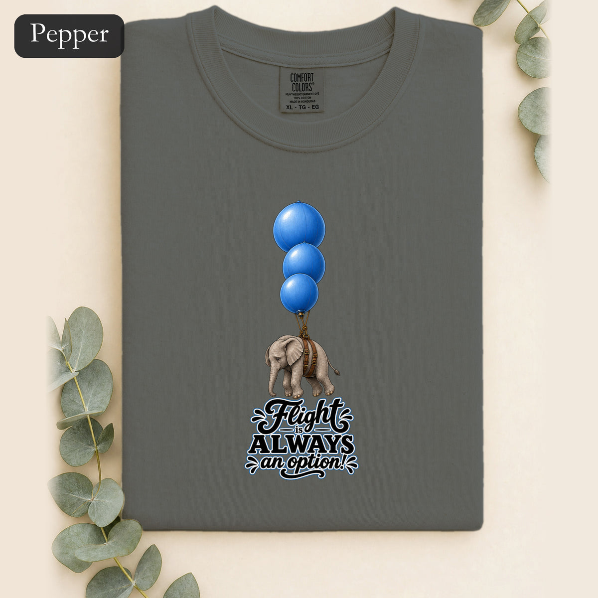 Blue Balloons Elephant illustration Shirt | Flight Always inspired quote