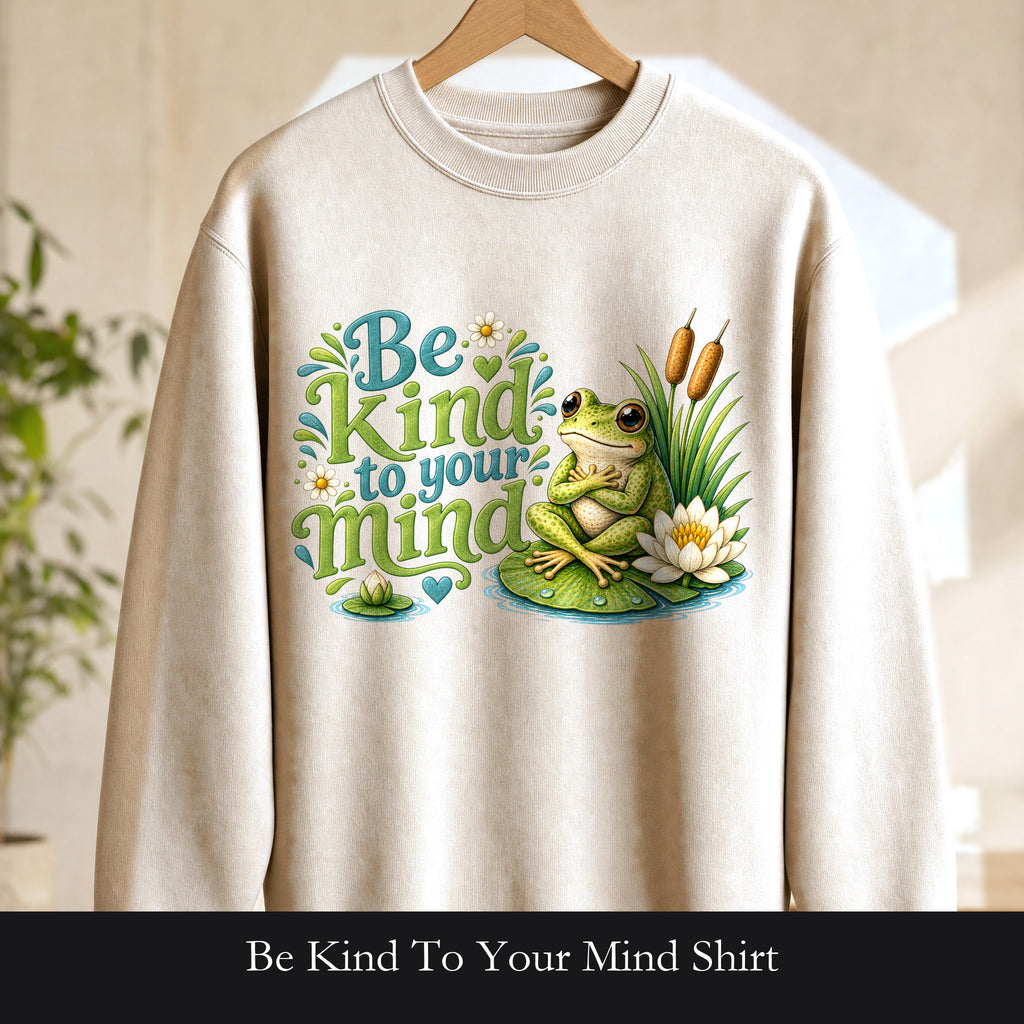 Be Kind To Your Mind Shirt, Cute Frog Tee, Mental Health Awareness Gift, Kawaii Frog Sweatshirt