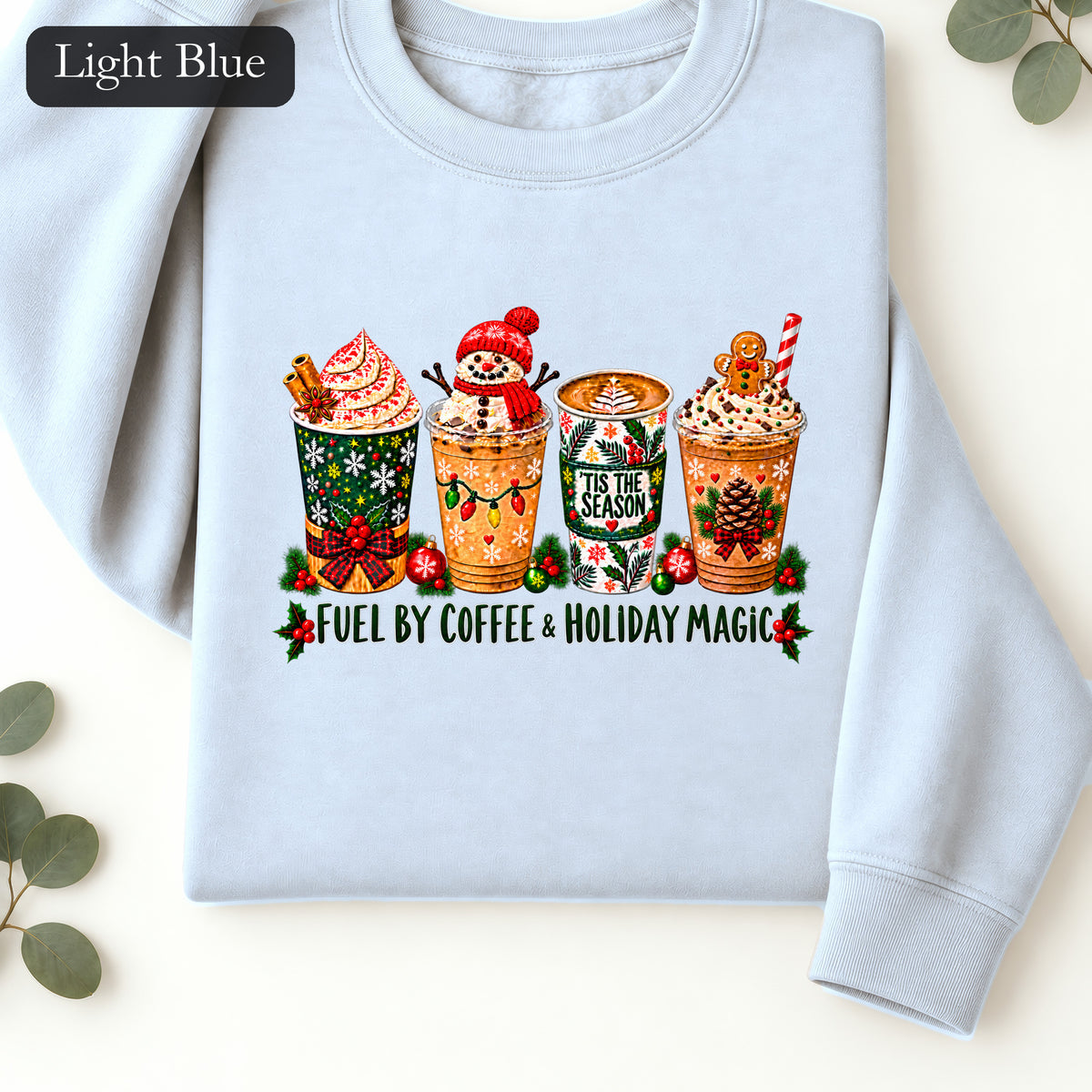 Cozy Holiday Coffee Cocoa Graphic Crewneck Sweatshirt | Winter Drink Design
