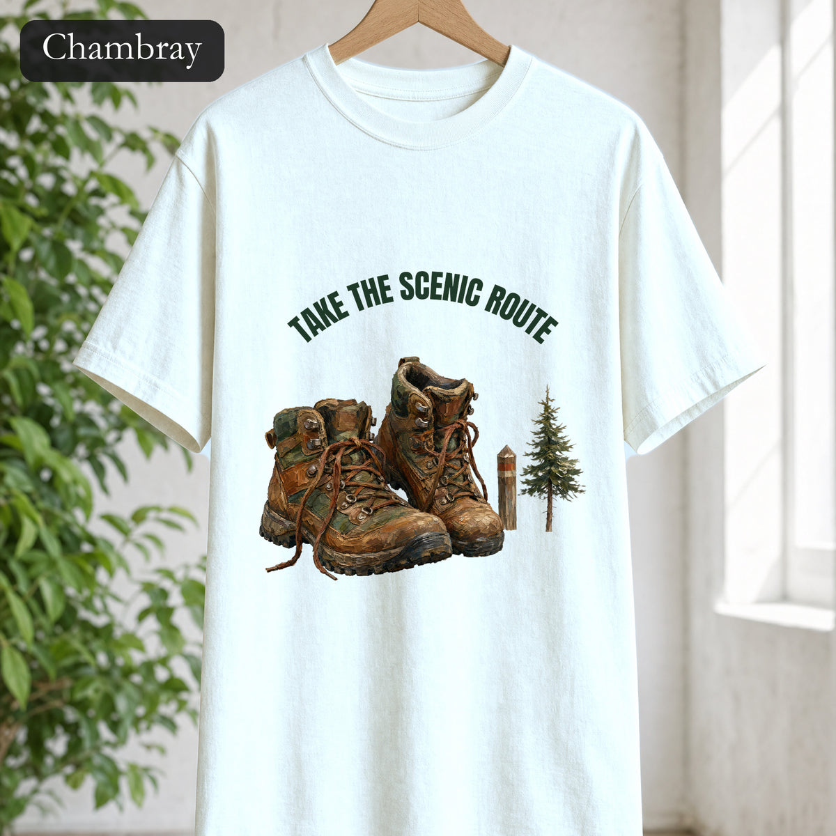Take the Scenic Route Shirt, Hiking Trail Tee, Outdoor Adventure Nature Gift, Painterly Mountain Sweatshirt