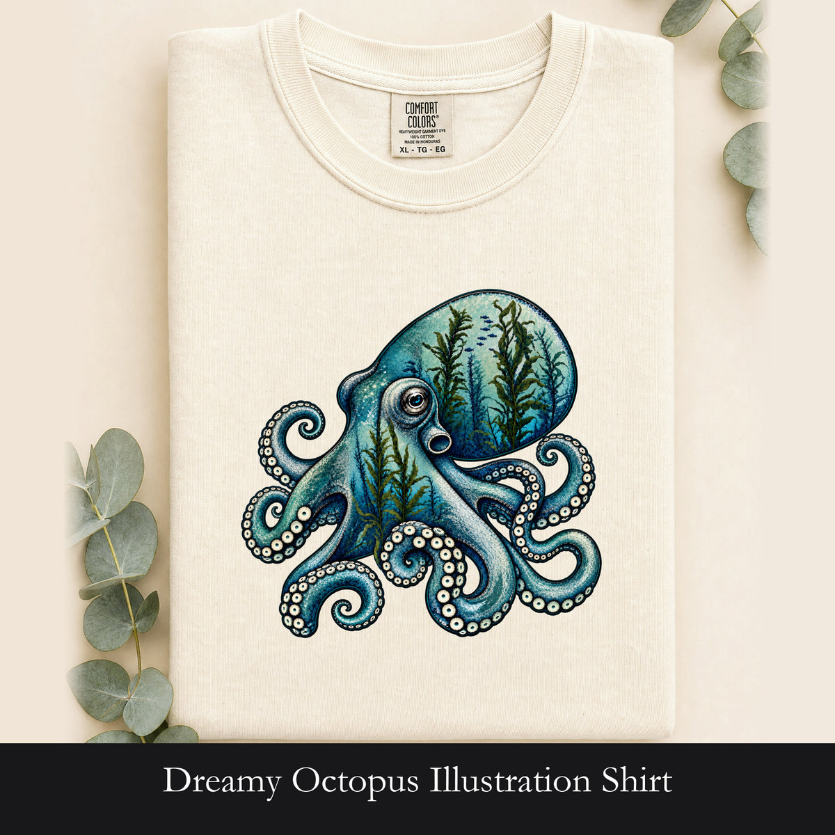 Dreamy Octopus Illustration Shirt | Marine Life, Aquatic Art