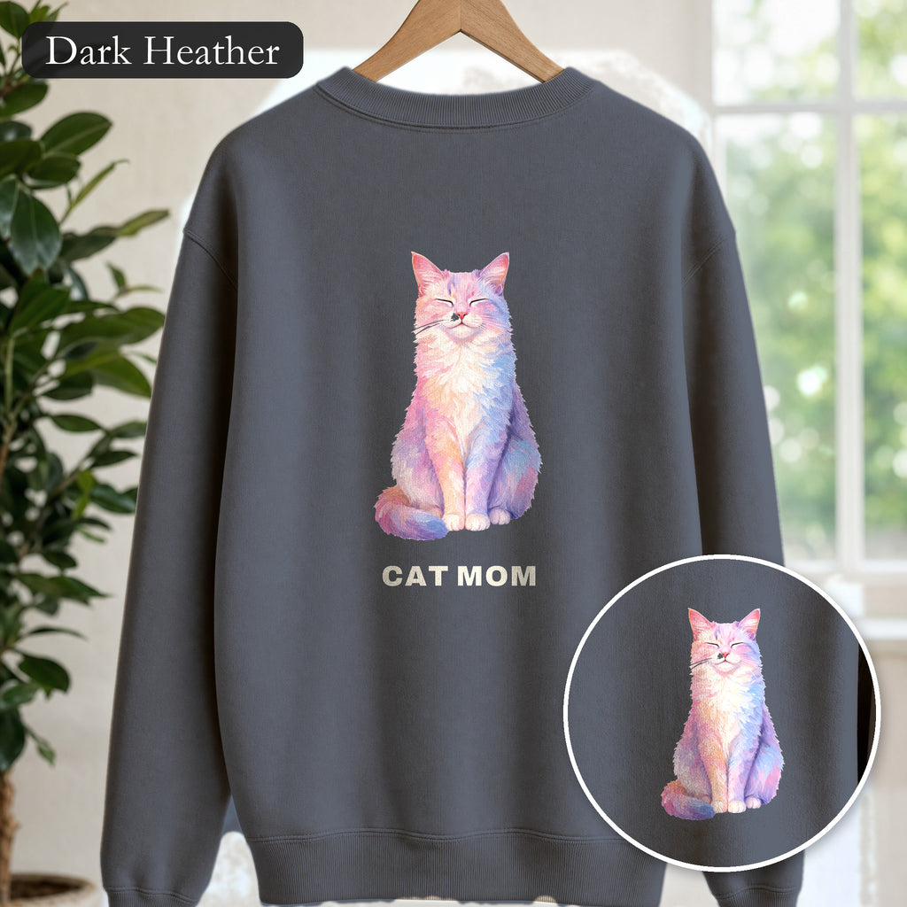 Cat Mom Shirt, Pastel Painterly Cat Tee, Cute Cat Lover Gift, Cat Owner Sweatshirt for Her