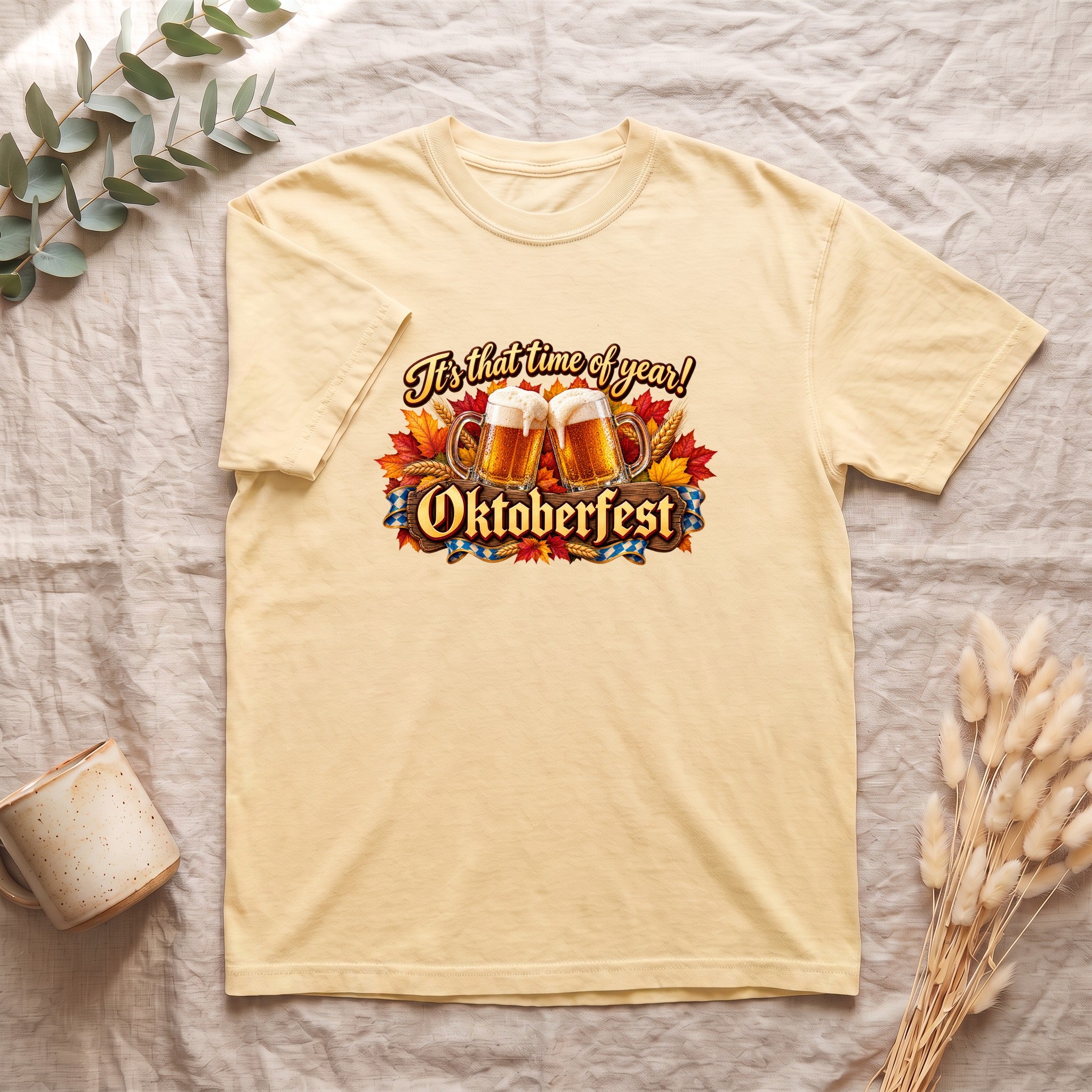 Oktoberfest beer mugs and fall leaves Shirt | It's that time of year