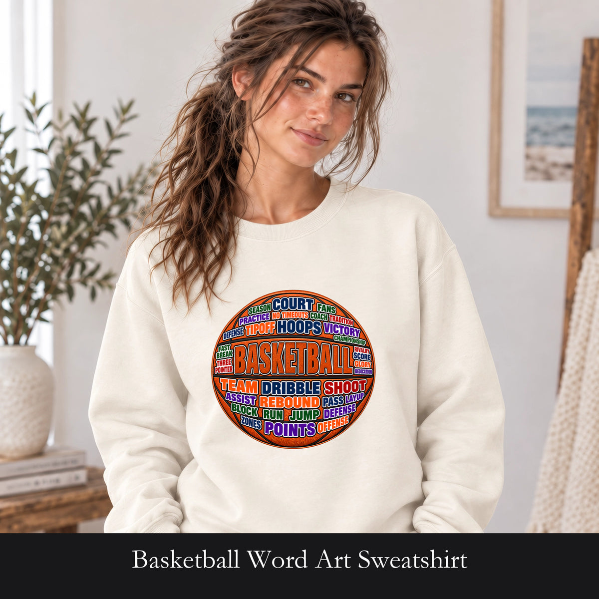 Basketball Word Art Sweatshirt | Basketball Typography Crewneck