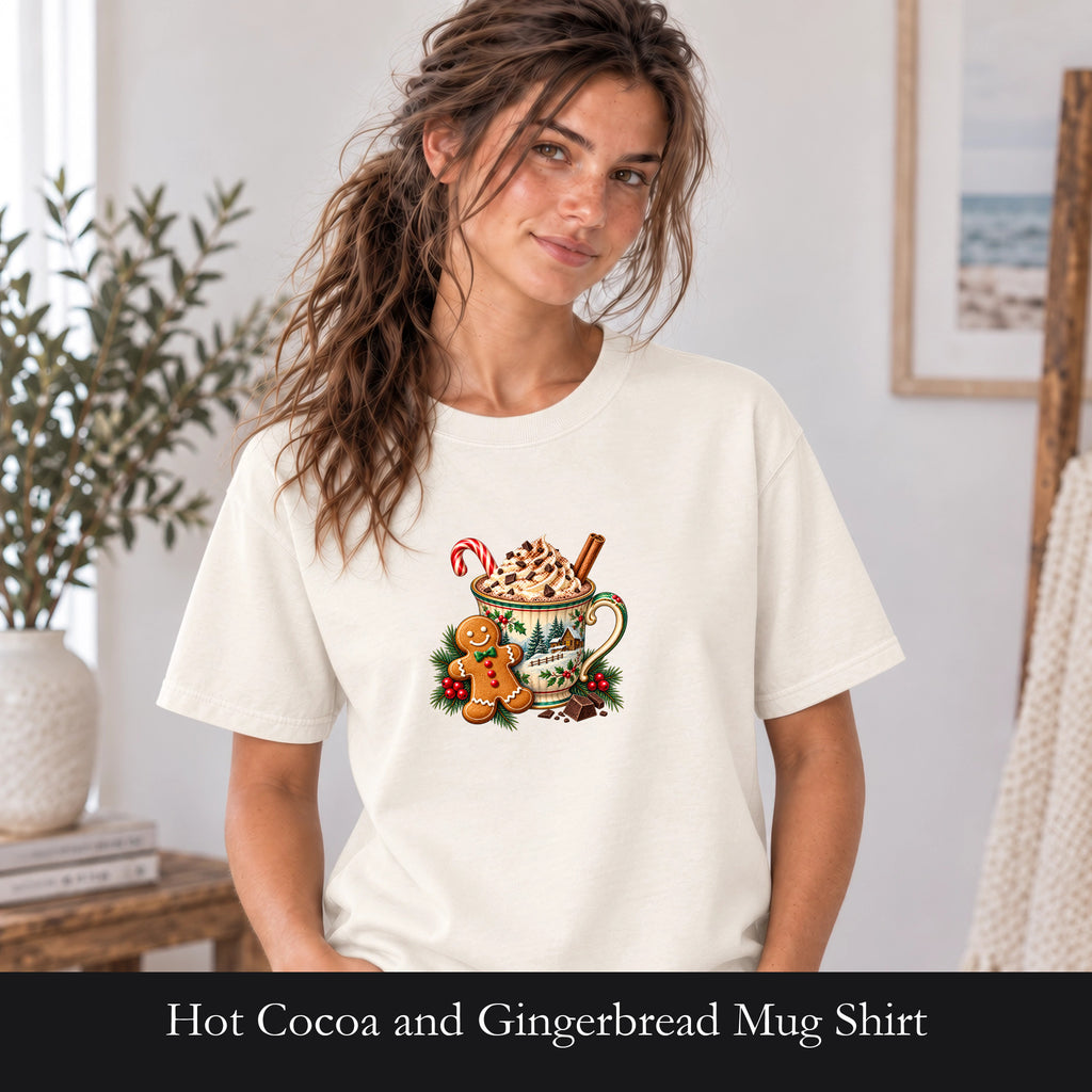 Hot Cocoa and Gingerbread Mug Shirt | Christmas Holiday Cozy