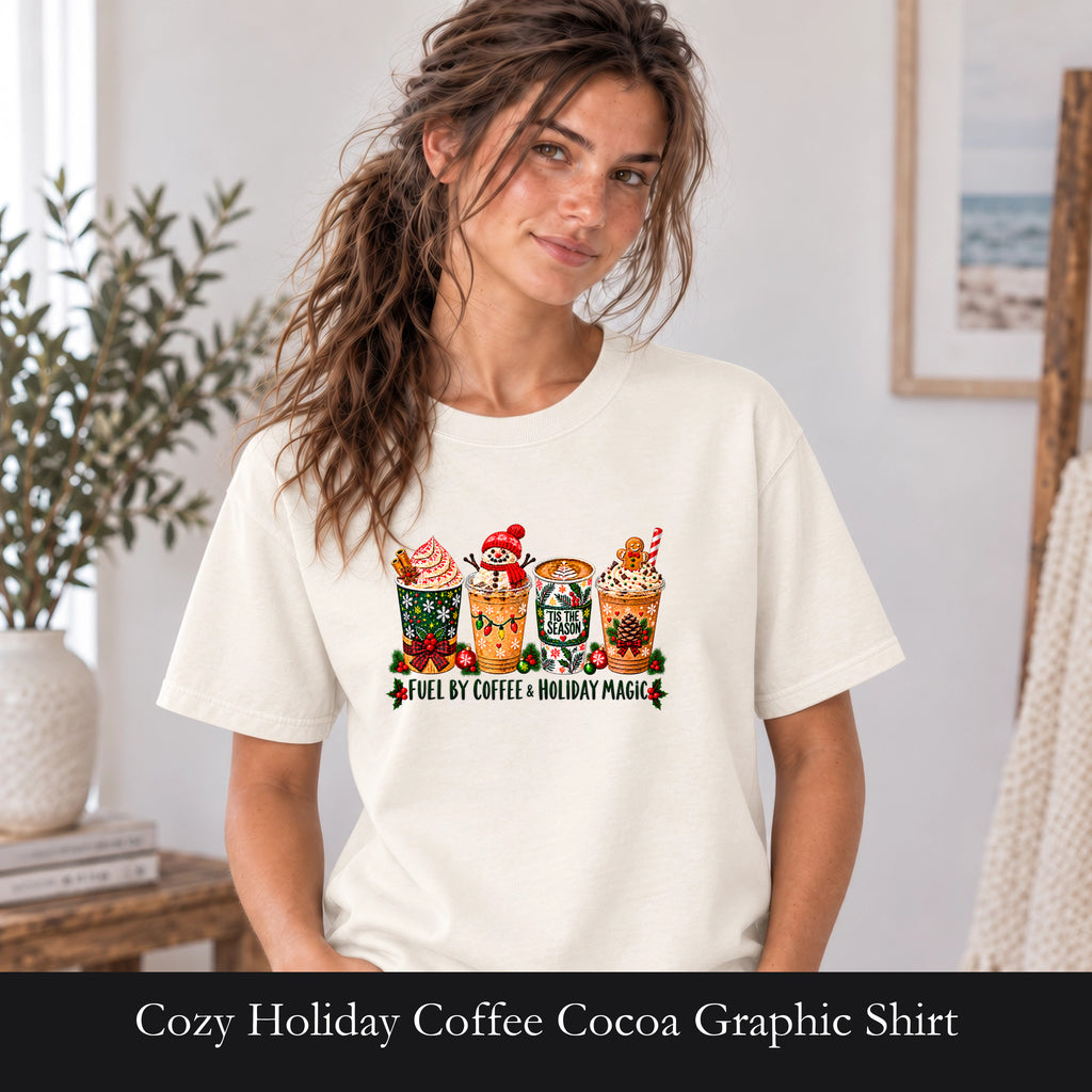 Cozy Holiday Coffee Cocoa Graphic Shirt | Winter Drink Design