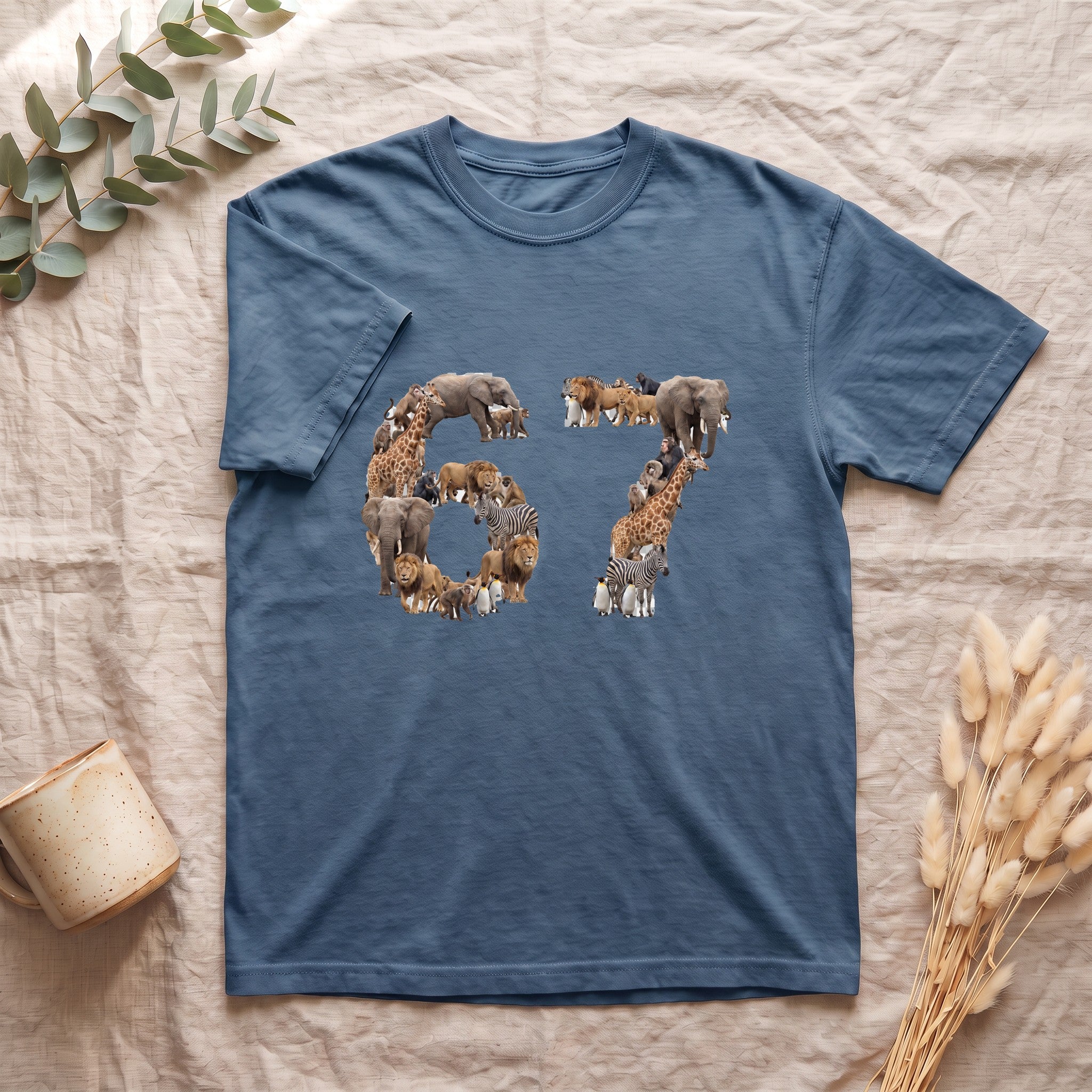 67 Zoo Animals Shirt, Funny 67 Meme Tee, Trendy Animal Number Gift, Giraffe Elephant Lion Sweatshirt