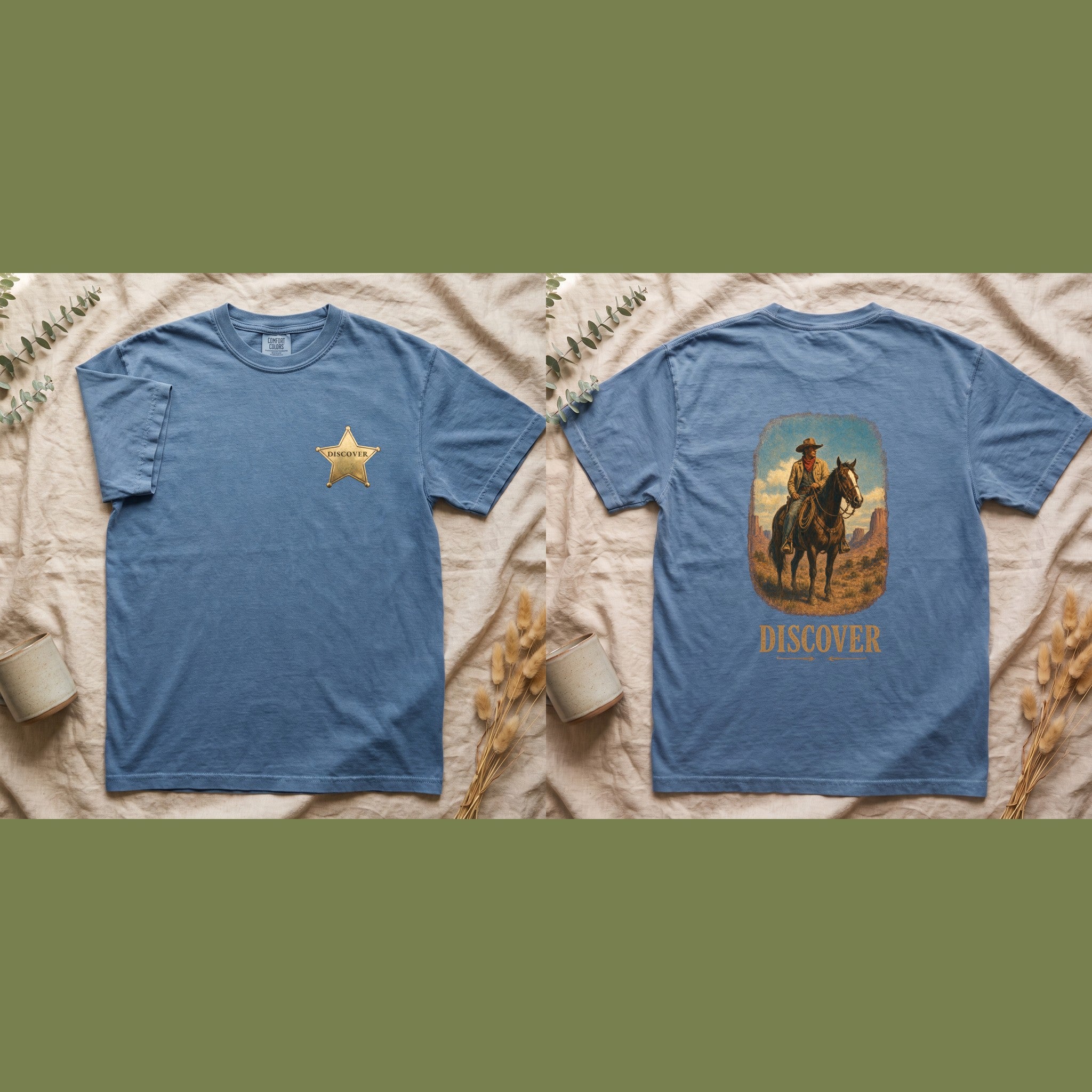 Discover Cowboy Shirt, Vintage Western Horse Tee, Desert Rodeo Tee, Sheriff Star Cowboy Gift