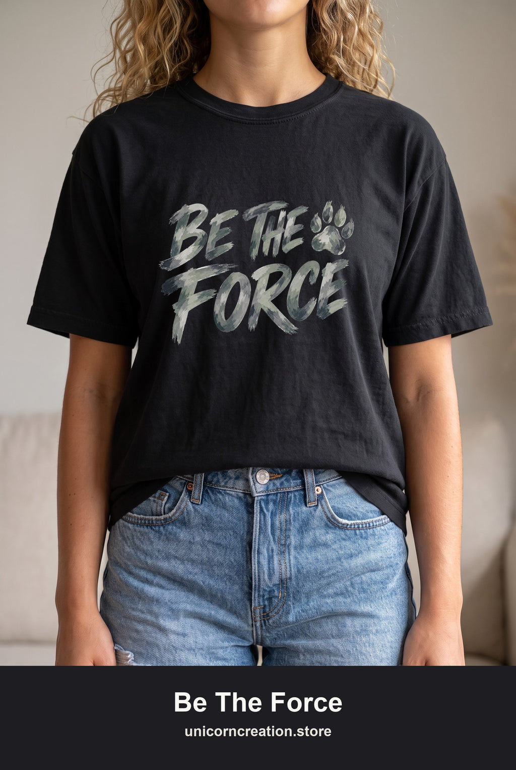 Be The Force Shirt, Camo Motivational Tee, Inspirational Encouragement Gift, Positive Vibes Paw Print Sweatshirt