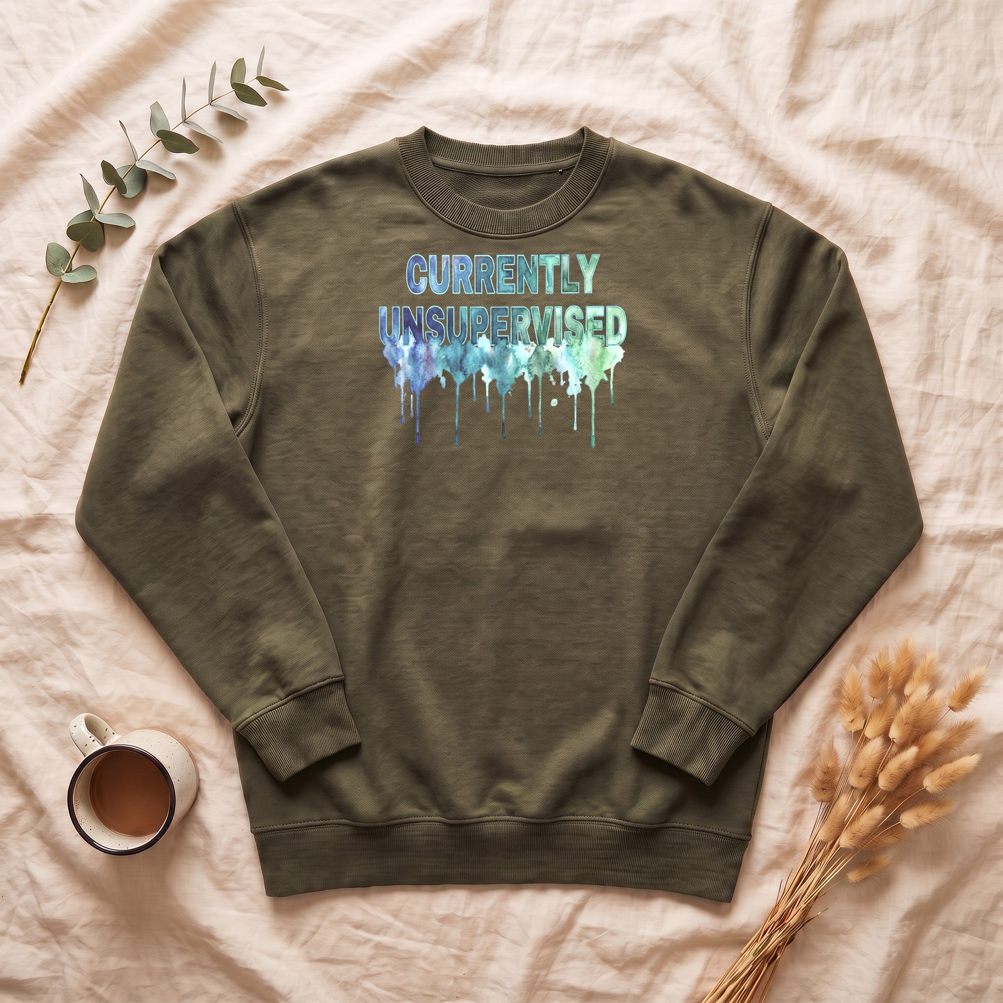 Currently Unsupervised Sweatshirt, Funny Watercolor Sarcastic Crewneck, Chaotic Adult Humor Sweatshirt, Gift for a Troublemaker Friend