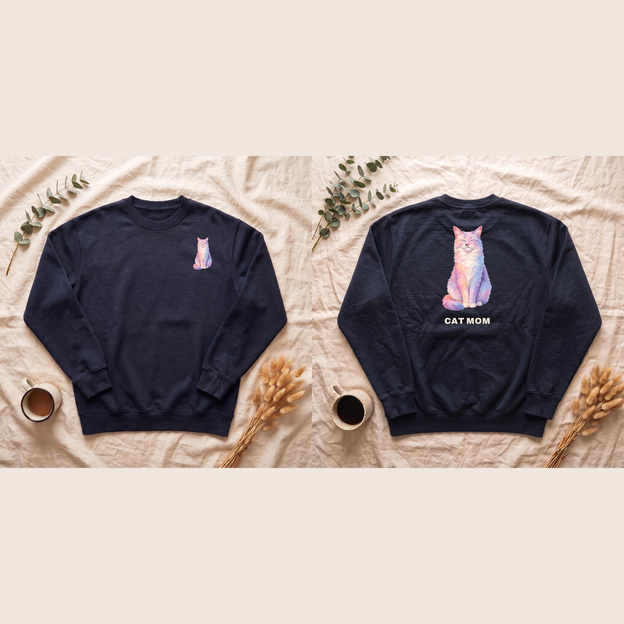 Cat Mom Shirt, Pastel Painterly Cat Tee, Cute Cat Lover Gift, Cat Owner Sweatshirt for Her