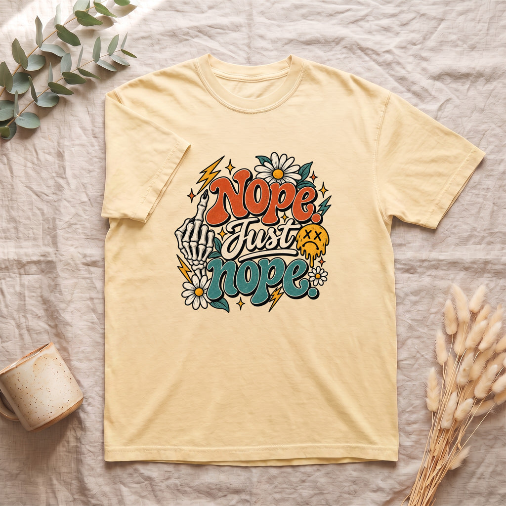 Nope Just Nope Shirt, Retro Skull Daisy Tee, Funny Sarcastic Gift, Introvert Dark Humor Sweatshirt