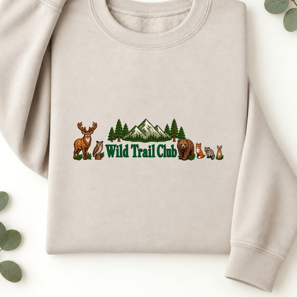 Embroidered Autumn Wildlife Wild Trail Club Sweatshirt