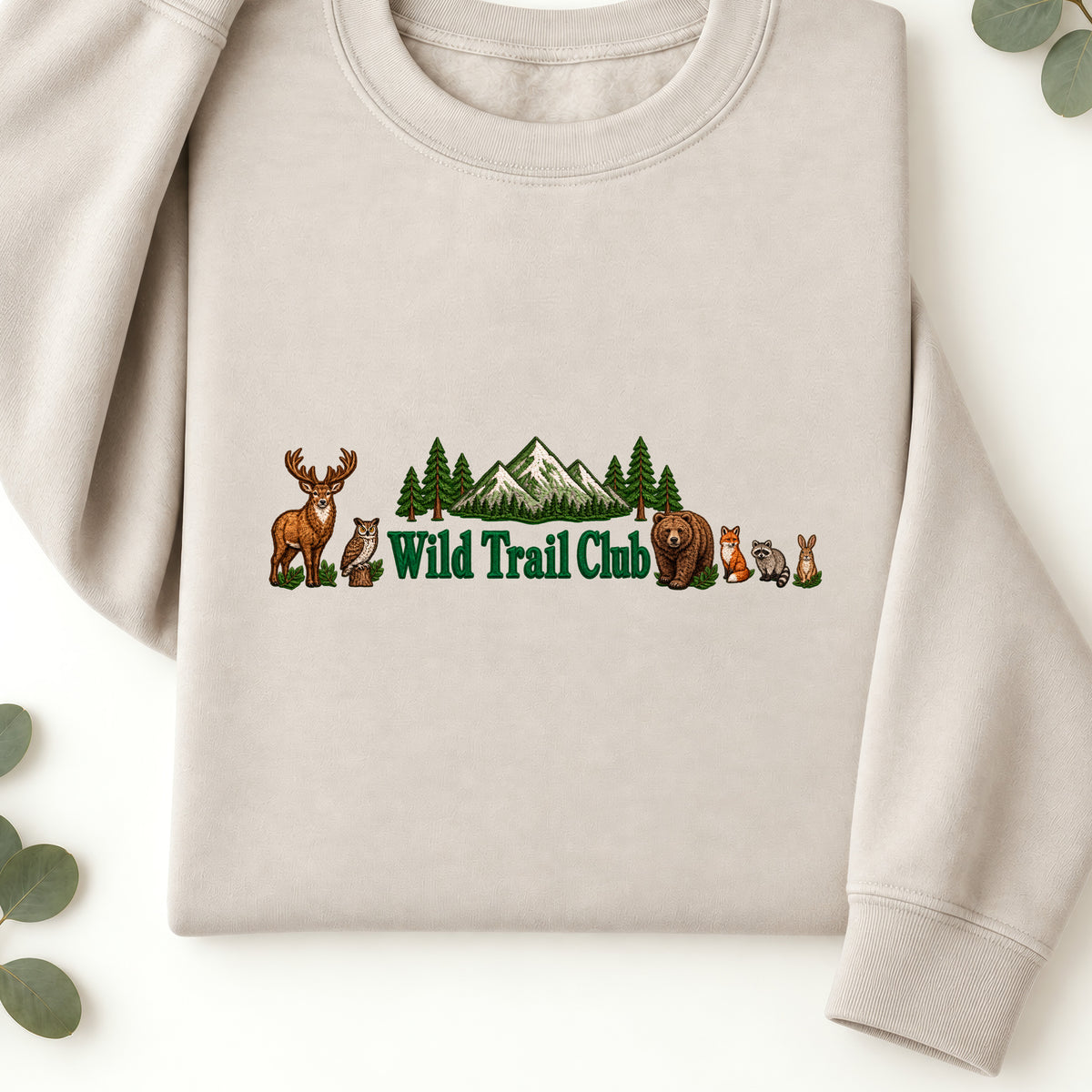 Embroidered Autumn Wildlife Wild Trail Club Sweatshirt