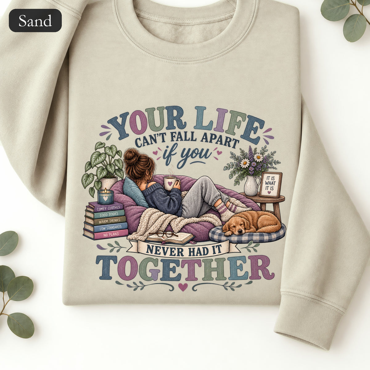 Your Life Your Cottagecore Aesthetic Sweatshirt | Cozy Reading Dog Design