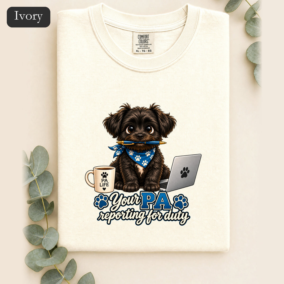 Yorkie PA Reporting For Duty Shirt | Personal Assistant Paw Print