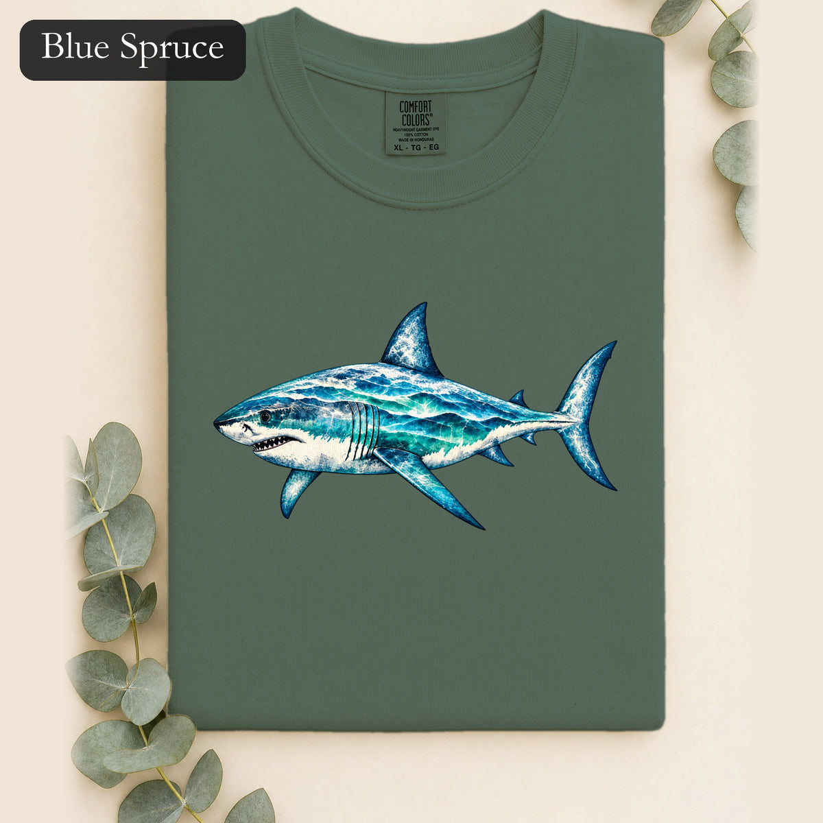 Blue Watercolor Shark Shirt | Ocean Fish Illustration