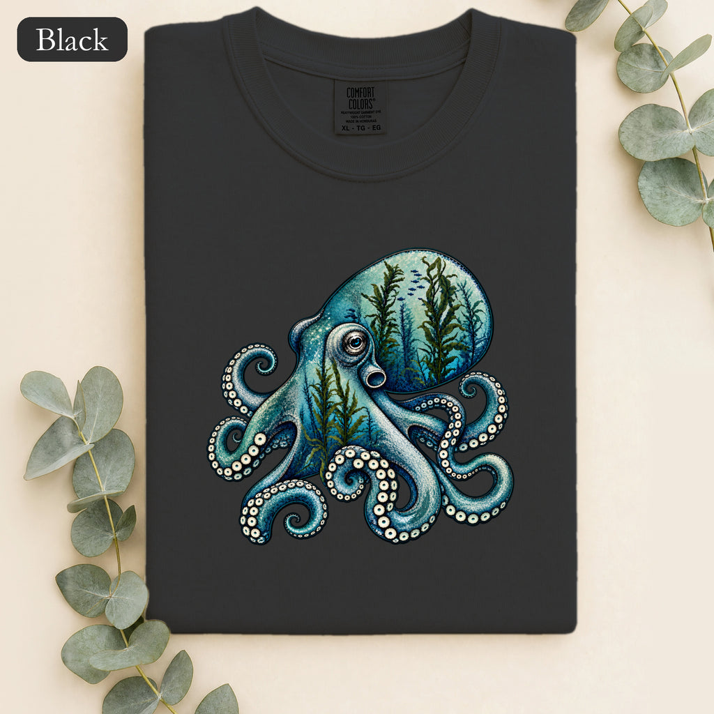 Dreamy Octopus Illustration Shirt | Marine Life, Aquatic Art