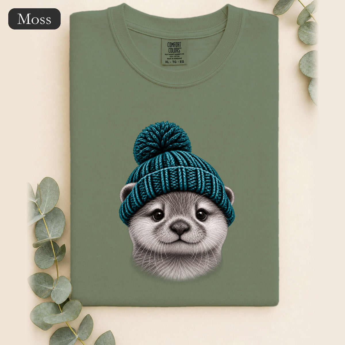 Otter Wearing Beanie Shirt | Cute Animal Illustration