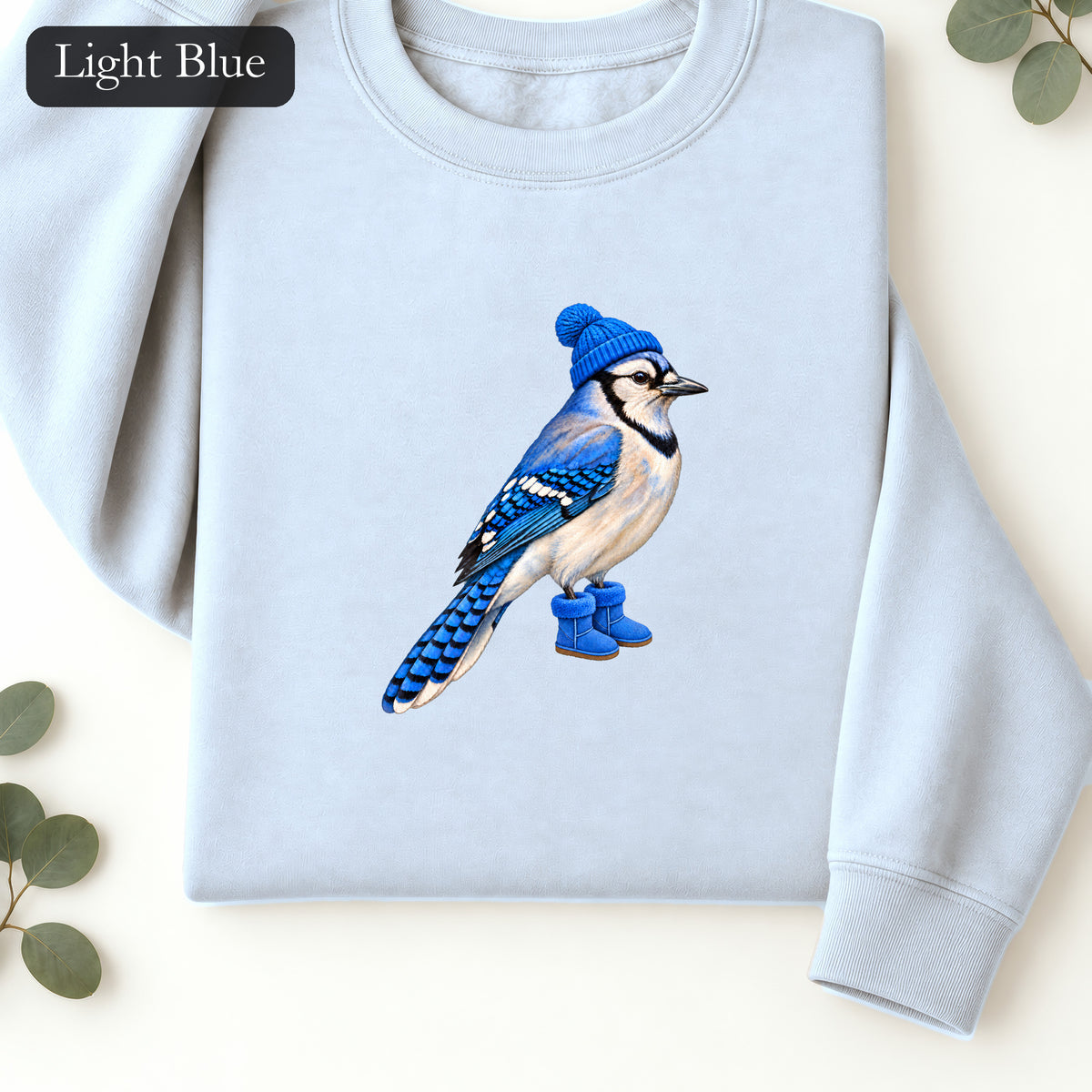 Blue Jay Illustration Crewneck Sweatshirt | Bird Graphic, Nature Theme