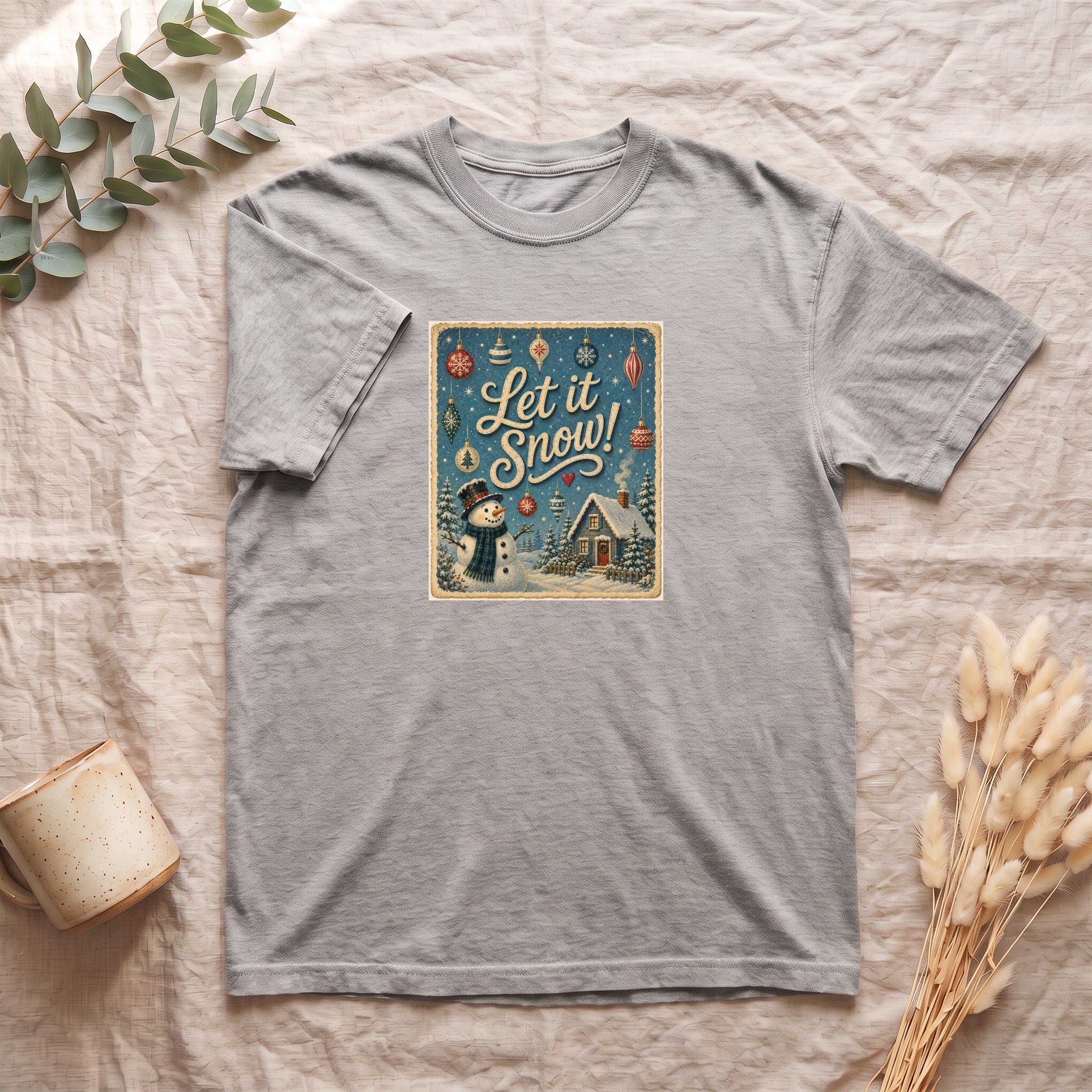 Let It Snow Snowman Cabin Shirt | Christmas Winter Holiday