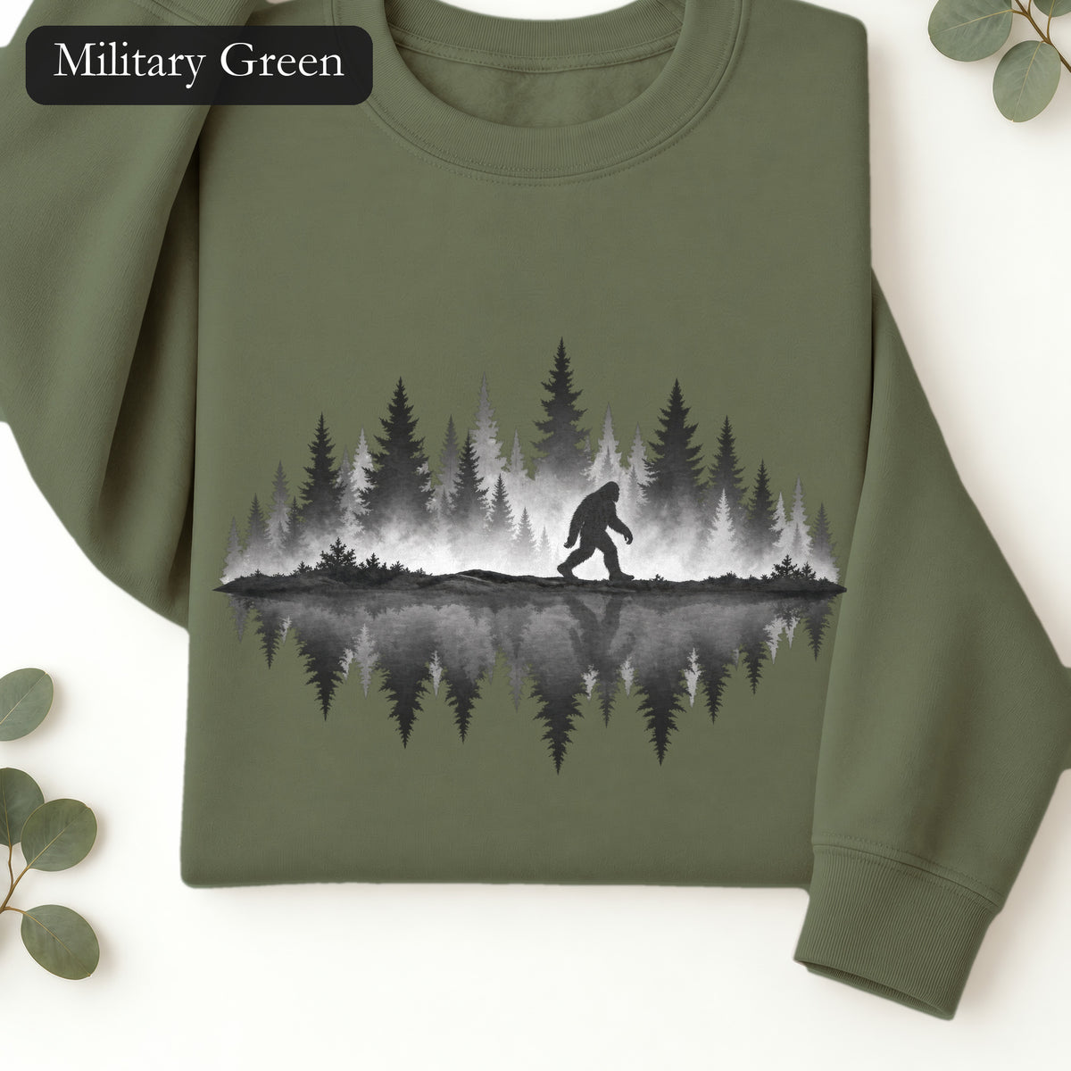 Bigfoot Silhouette Forest Crewneck Sweatshirt