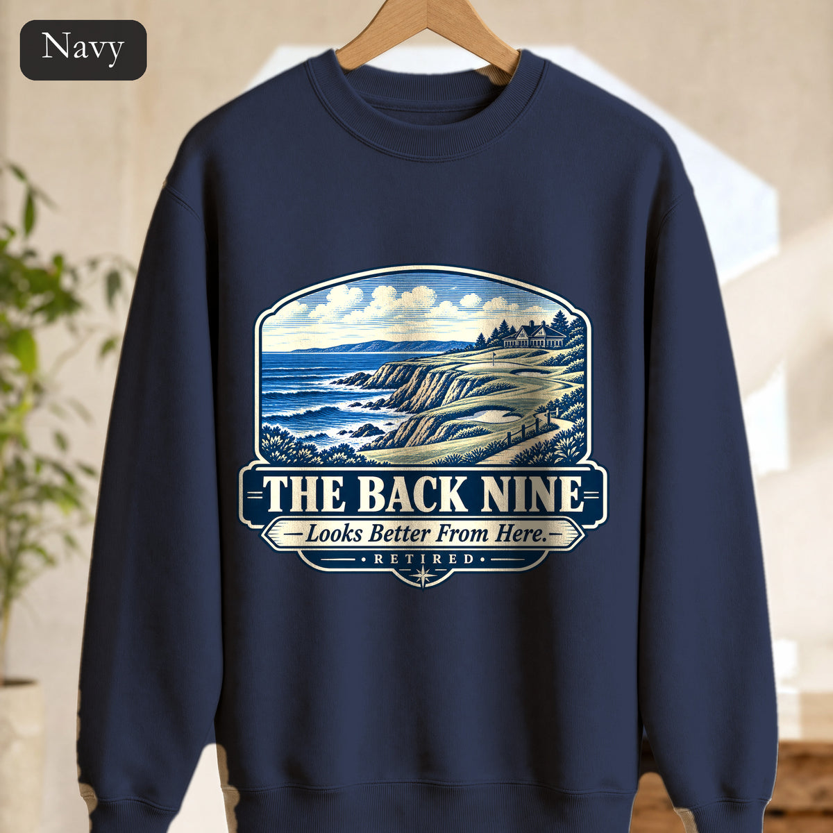 The Back Nine Sweatshirt, Scenic Golf Coast Crewneck, Vintage Golf Course Graphic, Golfer Gift
