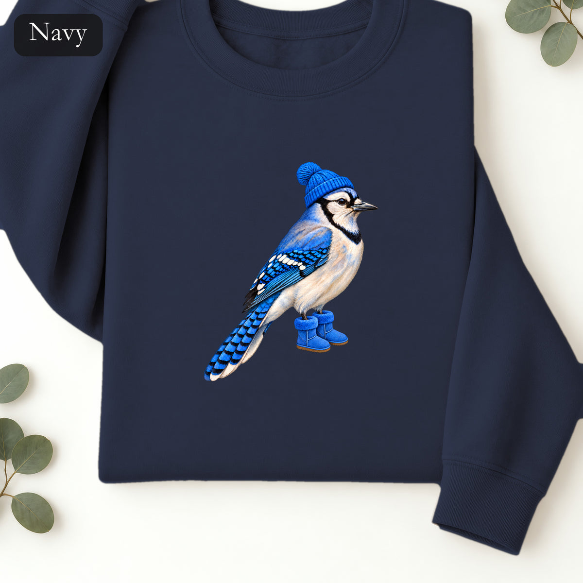 Blue Jay Illustration Crewneck Sweatshirt | Bird Graphic, Nature Theme