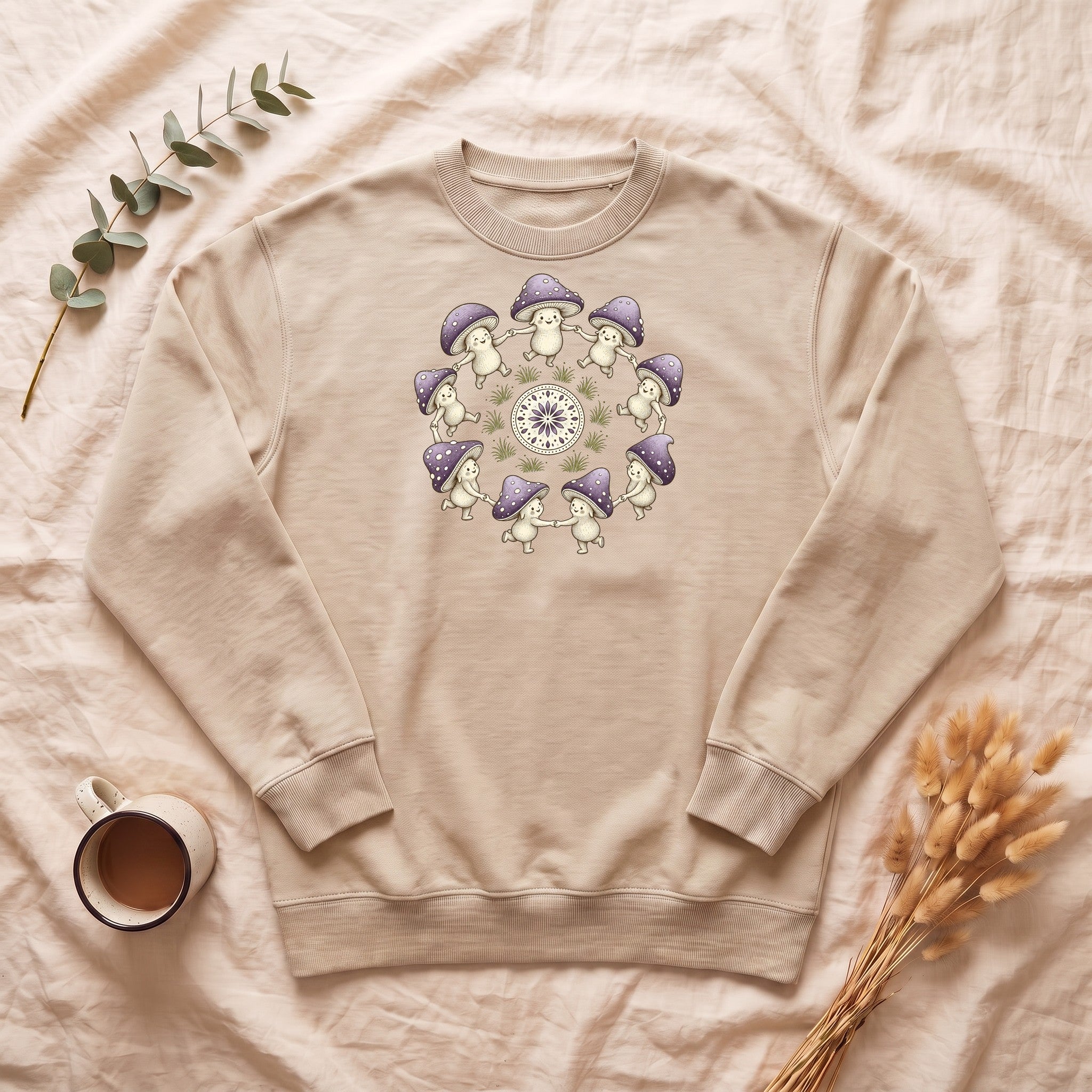 Cottagecore Mushroom Shirt, Lavender Fairy Ring Tee, Goblincore Nature Gift, Whimsical Mushroom Sweatshirt