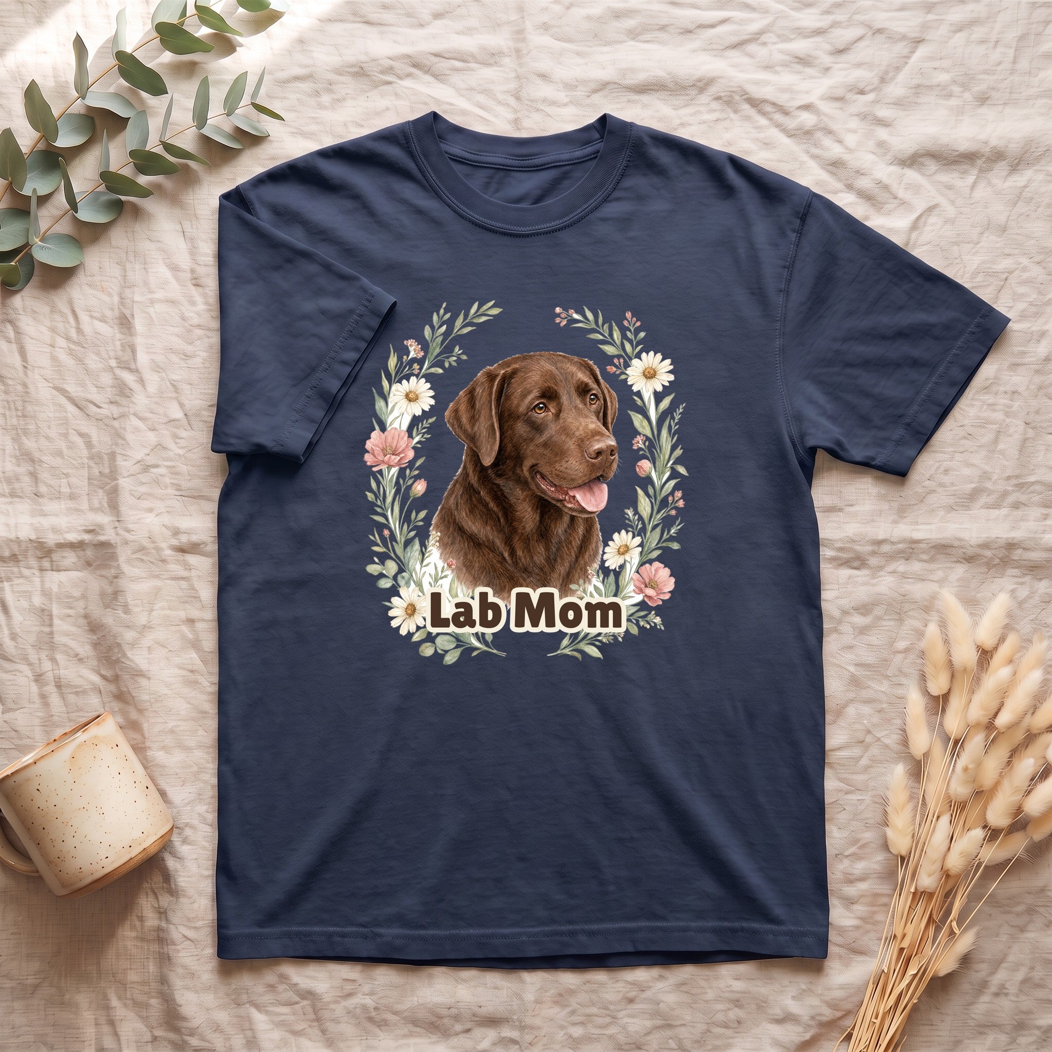 Chocolate Lab Mom Shirt, Labrador Mom Tee, Dog Mom Gift, Wildflower Dog Lover Sweatshirt, Cute Dog Owner Gift
