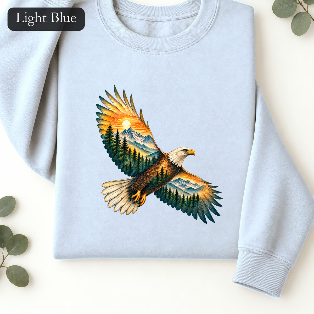 Soaring Eagle Mountain Scene Sweatshirt | Nature Bird Graphic