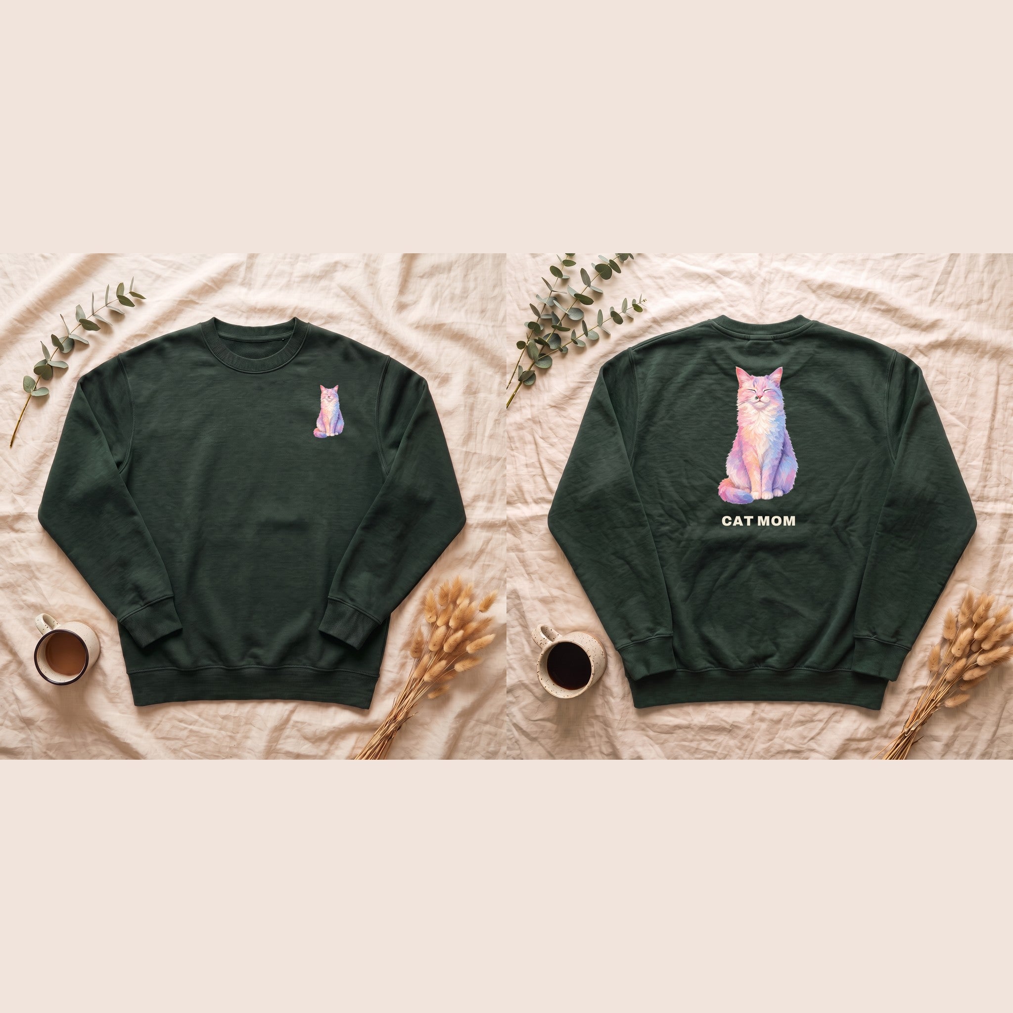 Cat Mom Shirt, Pastel Painterly Cat Tee, Cute Cat Lover Gift, Cat Owner Sweatshirt for Her