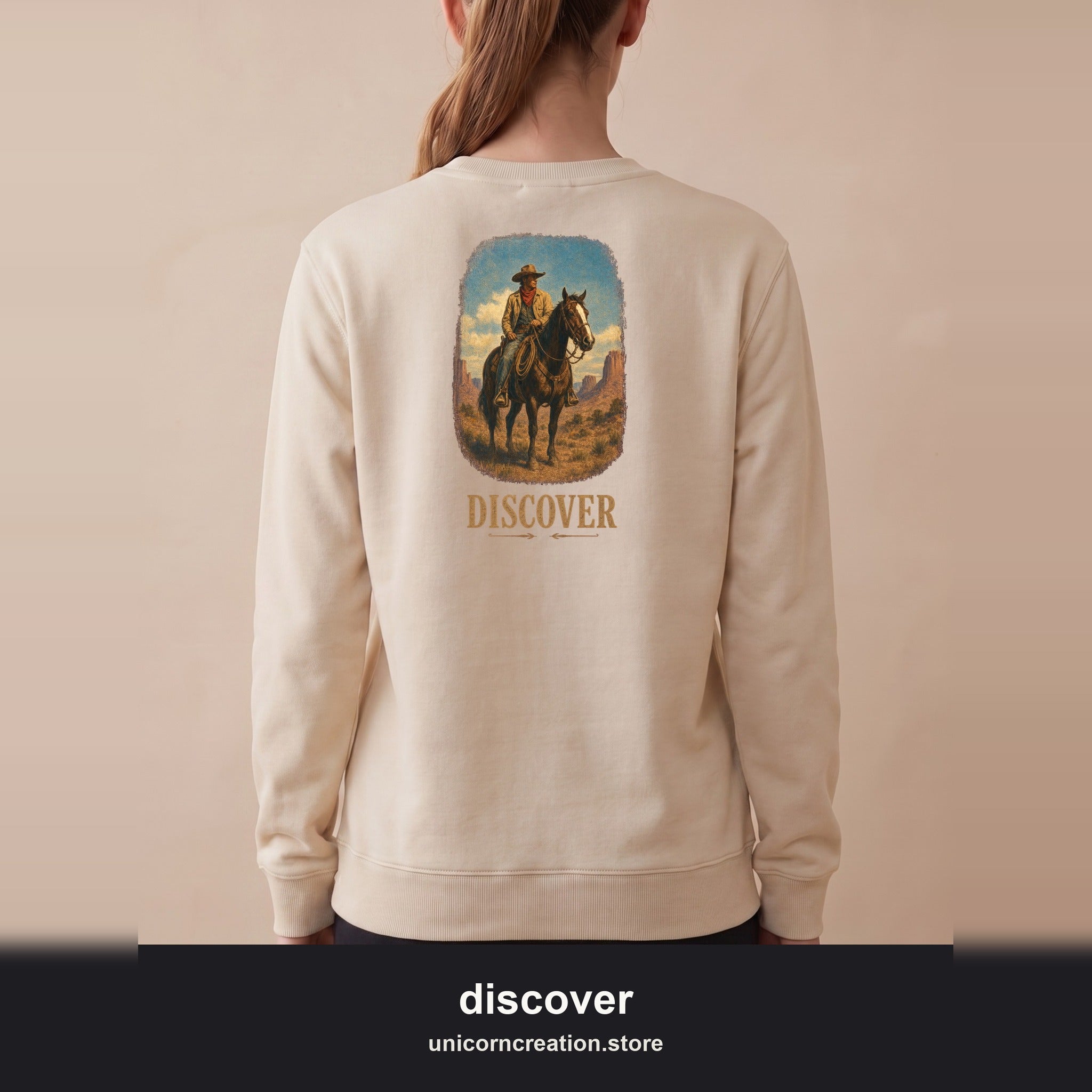 Discover Cowboy Sweatshirt, Vintage Western Horse Crewneck, Desert Rodeo Sweatshirt, Sheriff Star Cowboy Gift