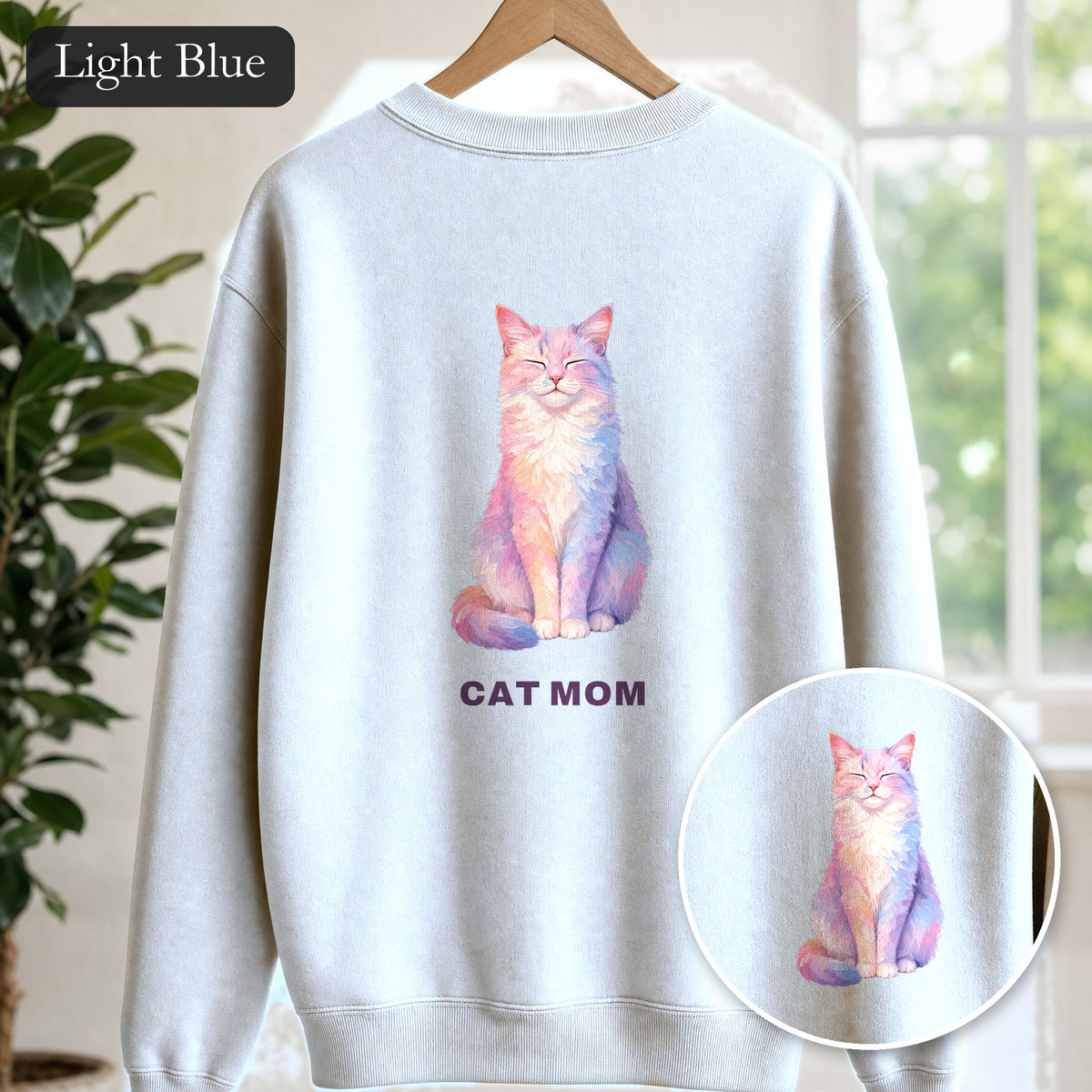 Cat Mom Shirt, Pastel Painterly Cat Tee, Cute Cat Lover Gift, Cat Owner Sweatshirt for Her