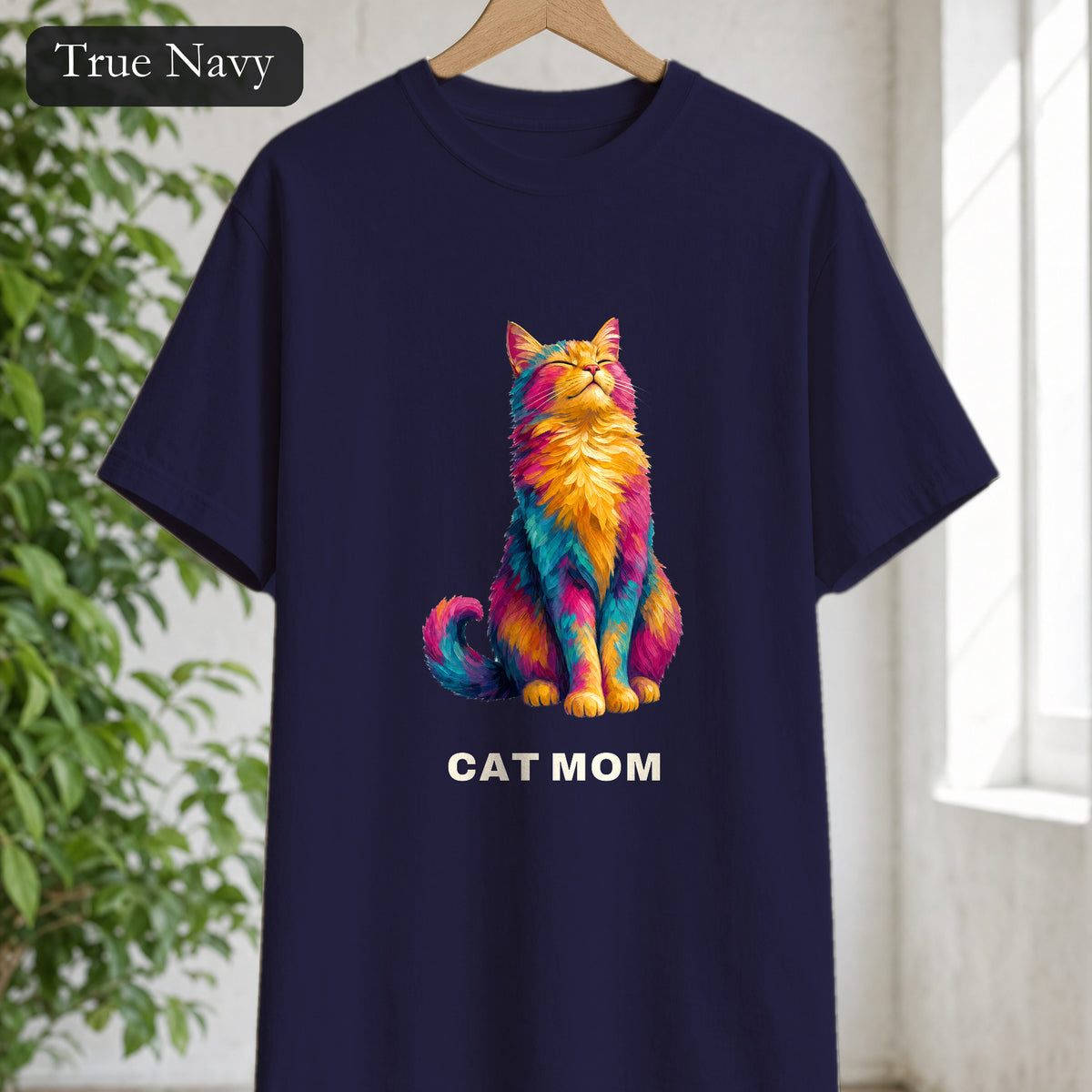 Cat Mom Shirt, Vibrant Painterly Cat Tee, Bold Cat Lover Gift, Colorful Cat Owner Sweatshirt
