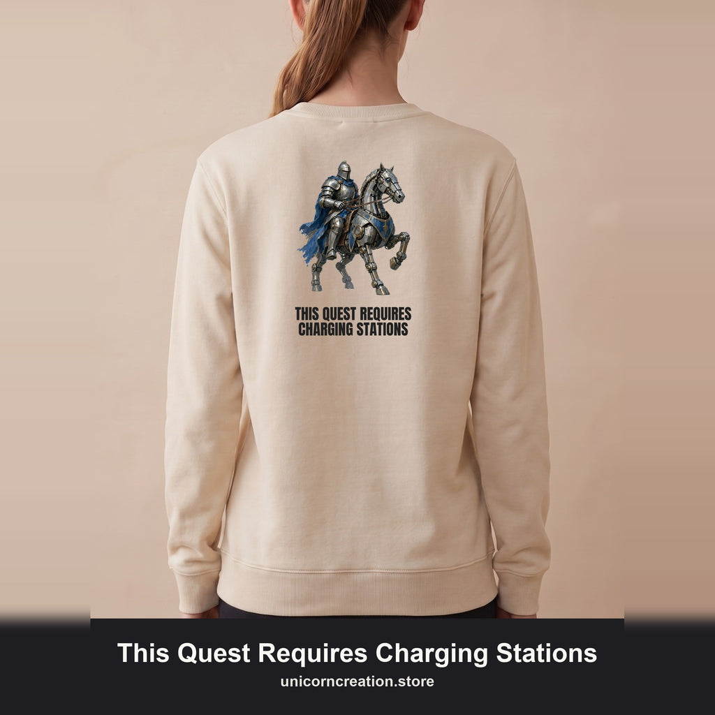This Quest Requires Charging Stations Shirt, Knight Robot Horse Tee, Funny Gamer Tech Gift, Sci-Fi Fantasy Sweatshirt