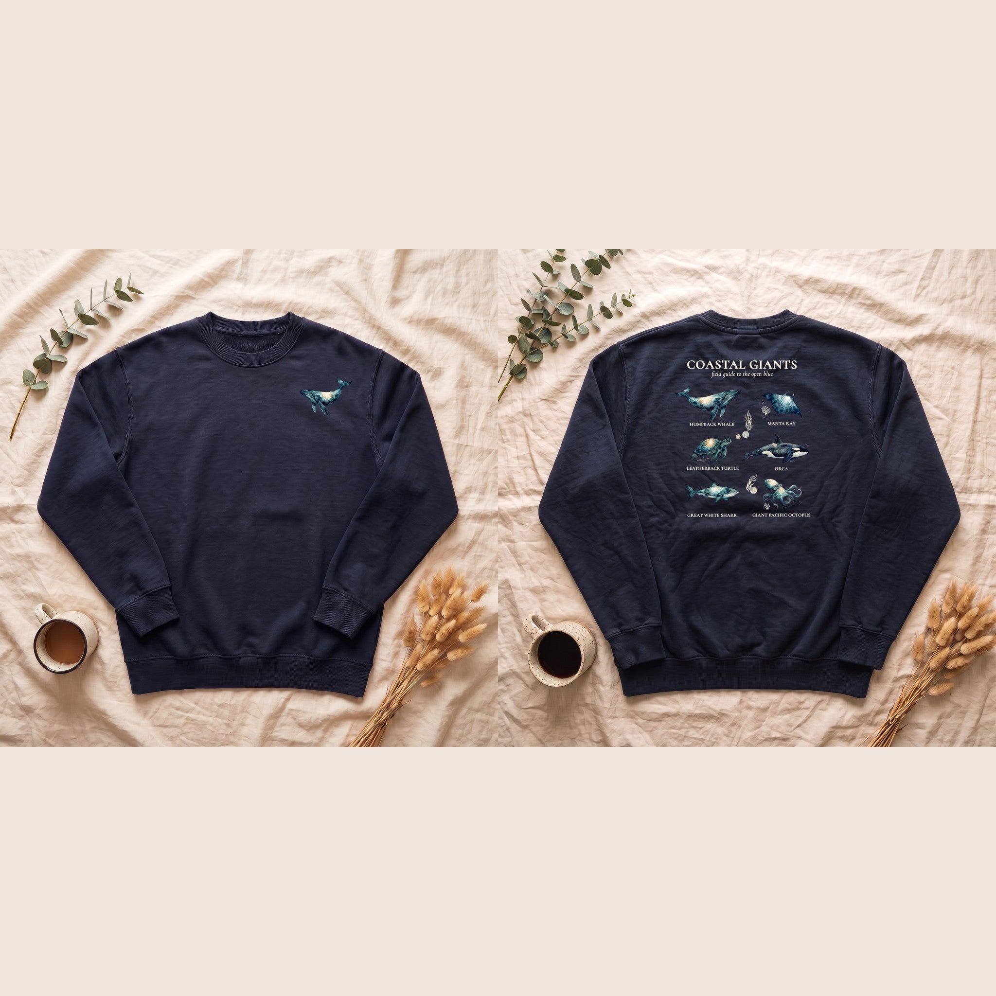 Coastal Giants Ocean Field Guide Shirt, Whale Manta Sea Turtle Tee, Marine Life Ocean Lover Gift, Nautical Sweatshirt
