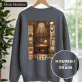Nourish the Brain Sweatshirt, Vintage Library Poster Crewneck, Dark Academia Book Lover Sweatshirt, Librarian Reader Gift