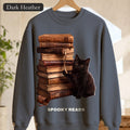 Spooky Reads Cat Sweatshirt, TBR Halloween Book Crewneck, Bookish Spooky Season Sweatshirt, Book Lover Black Cat Gift