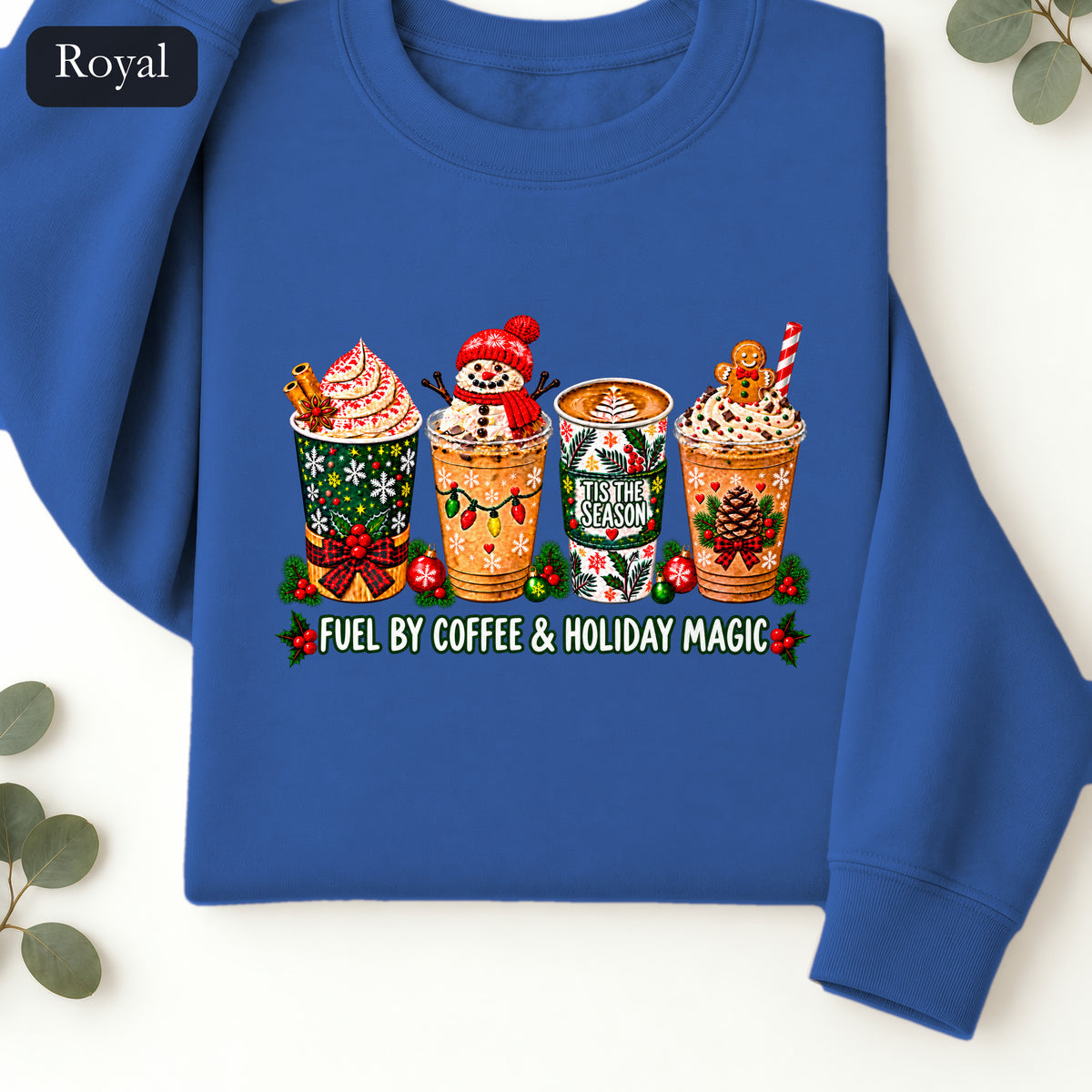 Cozy Holiday Coffee Cocoa Graphic Crewneck Sweatshirt | Winter Drink Design