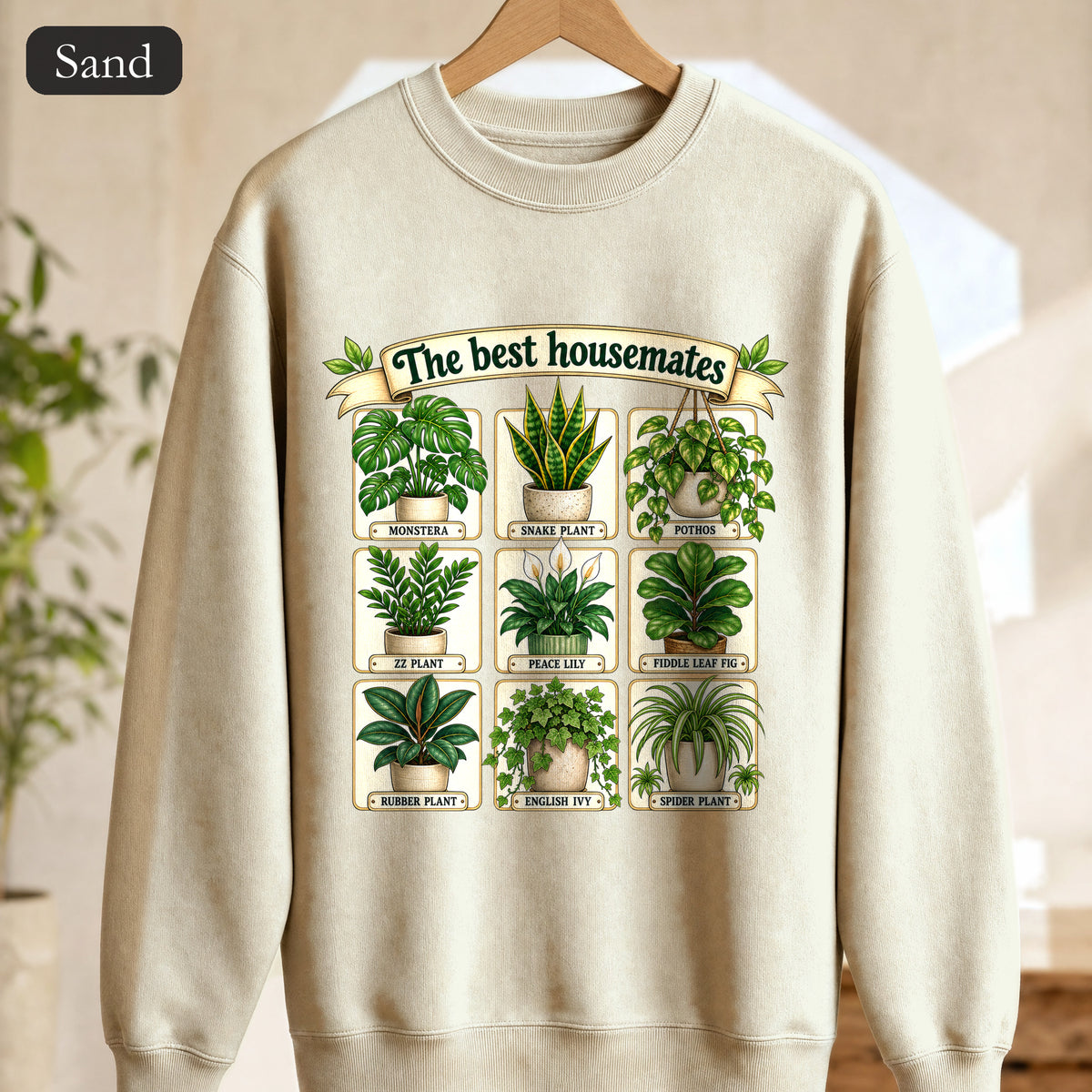 The Best Housemates plant grid Sweatshirt | Crewneck
